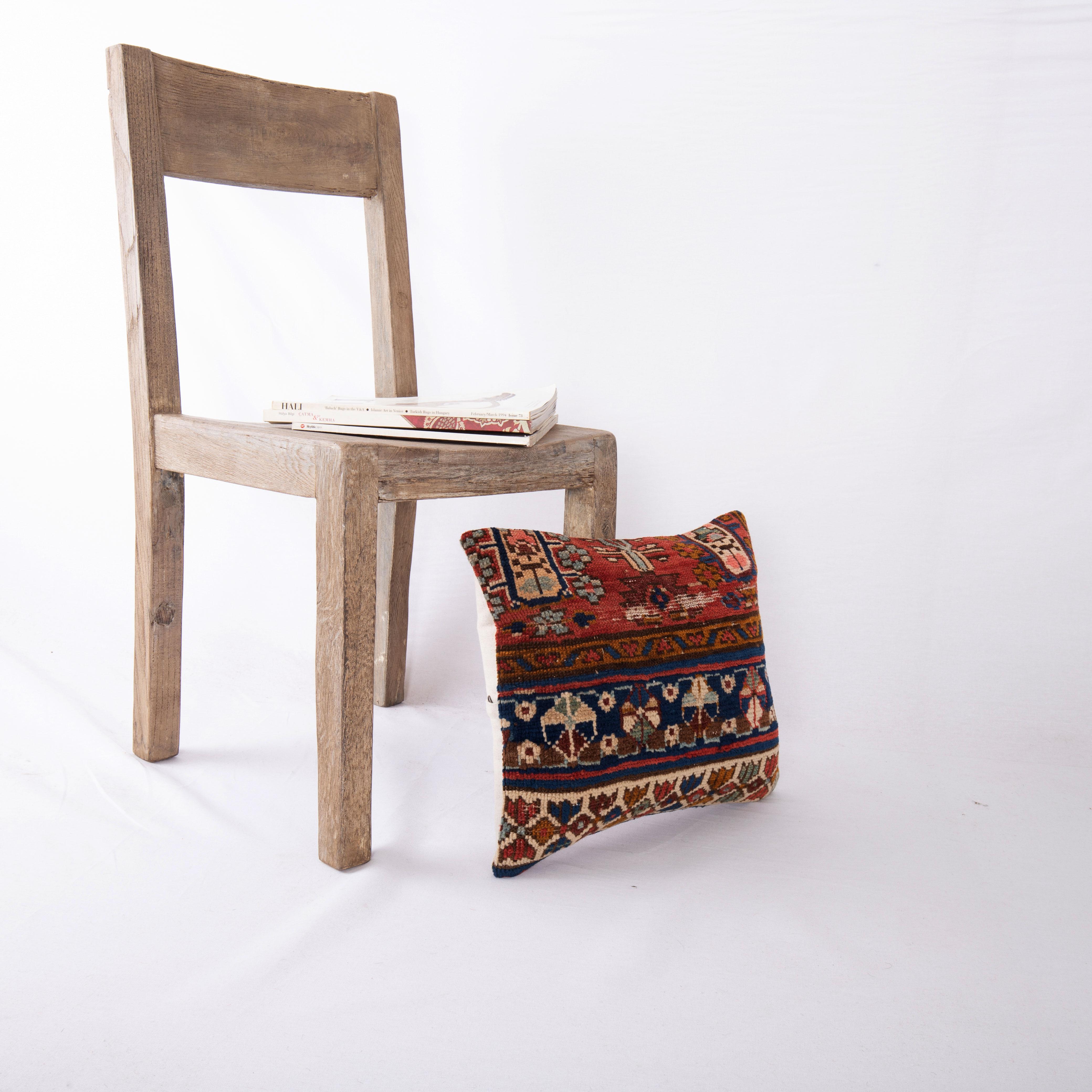 Pillow Cover Made from an Antique Caucasian Shirvan Rug Fragment In Fair Condition For Sale In Istanbul, TR