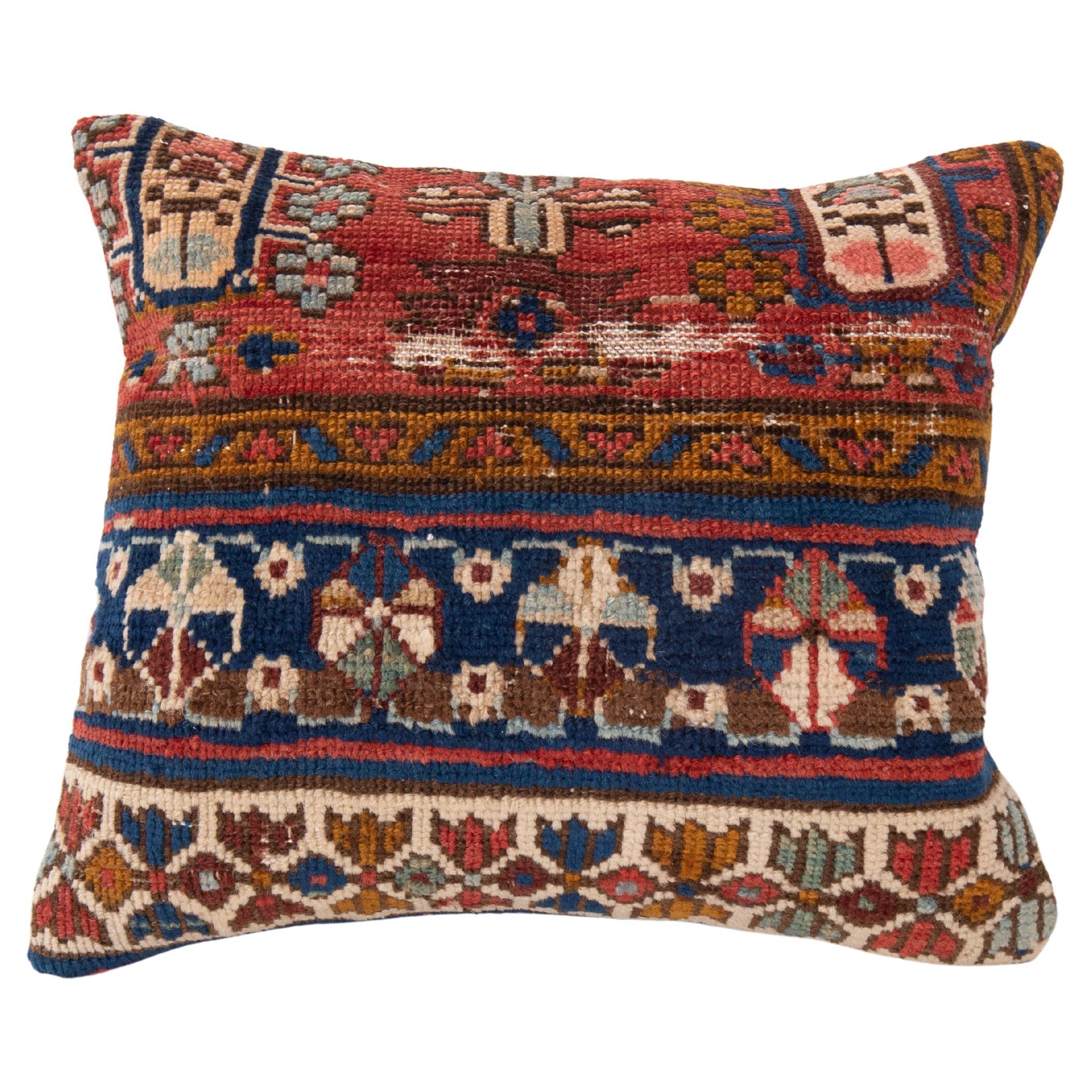 Pillow Cover Made from an Antique Caucasian Shirvan Rug Fragment For Sale