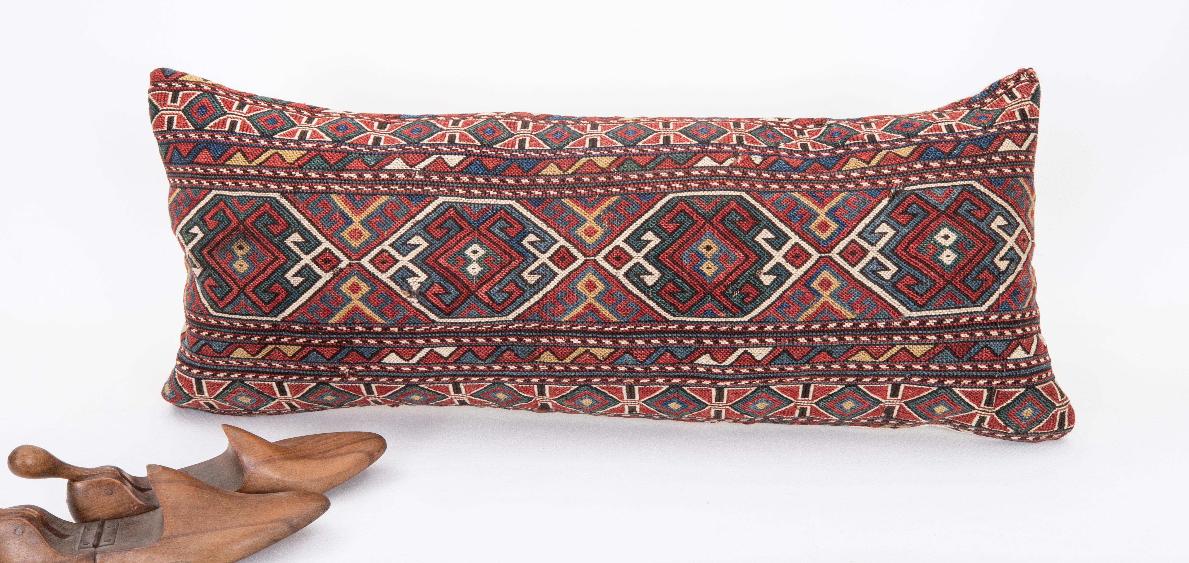 Azerbaijani Pillow Cover Made from an Antique Caucasian Sumak Mafrash ( storage Bag ) Panel For Sale