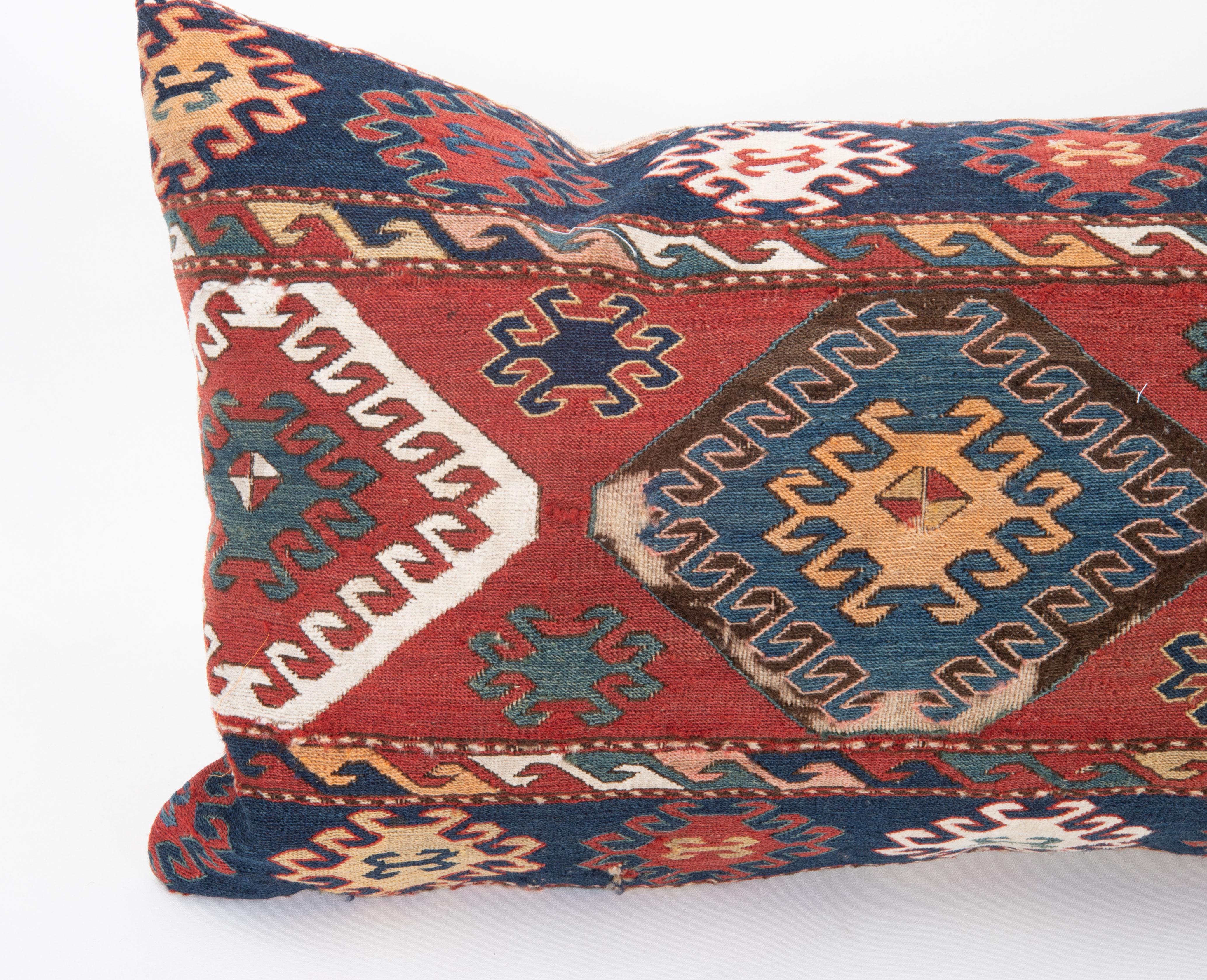 Azerbaijani Pillow Cover Made from an Antique Caucasian Sumak Mafrash ( storage Bag ) Panel For Sale