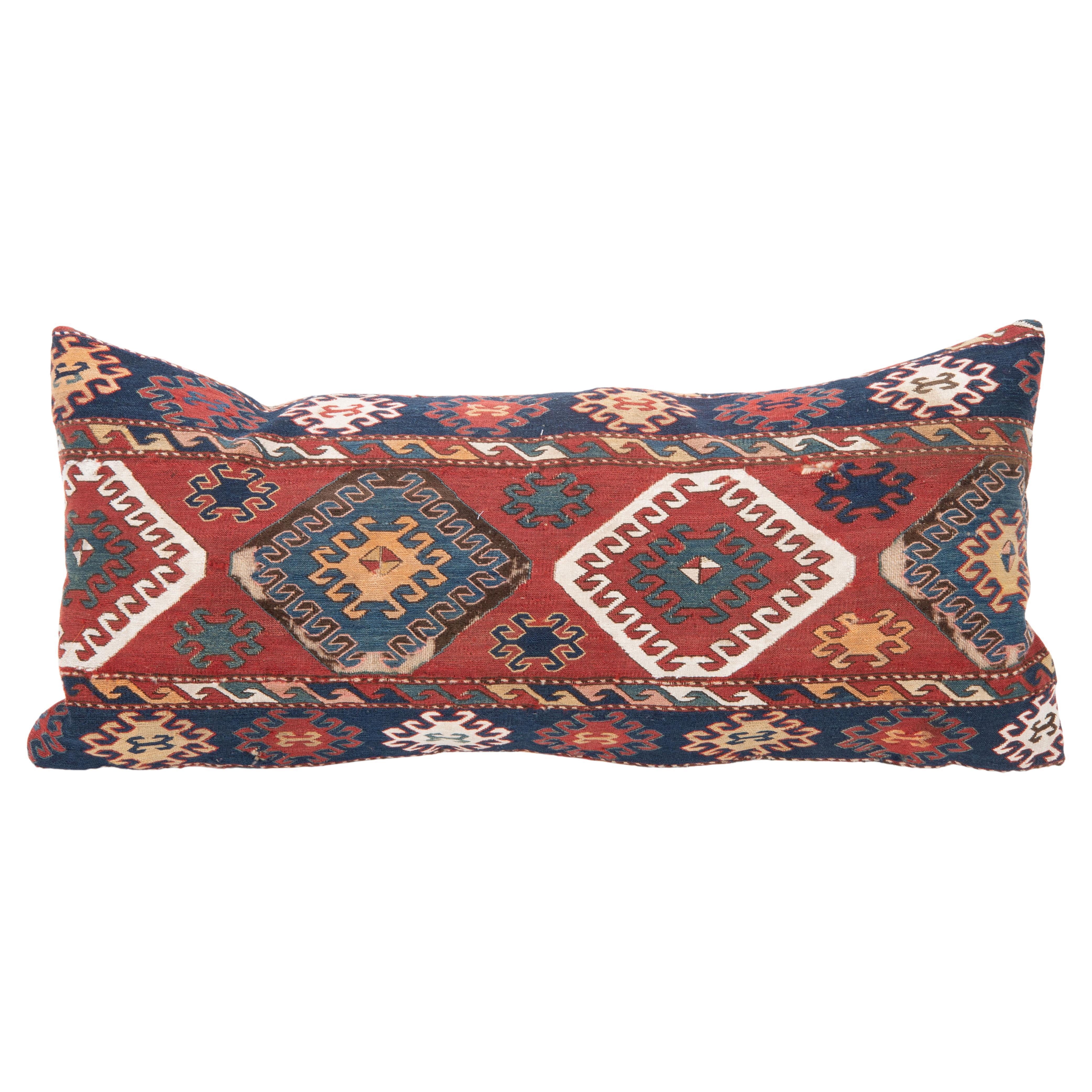 Pillow Cover Made from an Antique Caucasian Sumak Mafrash ( storage Bag ) Panel For Sale
