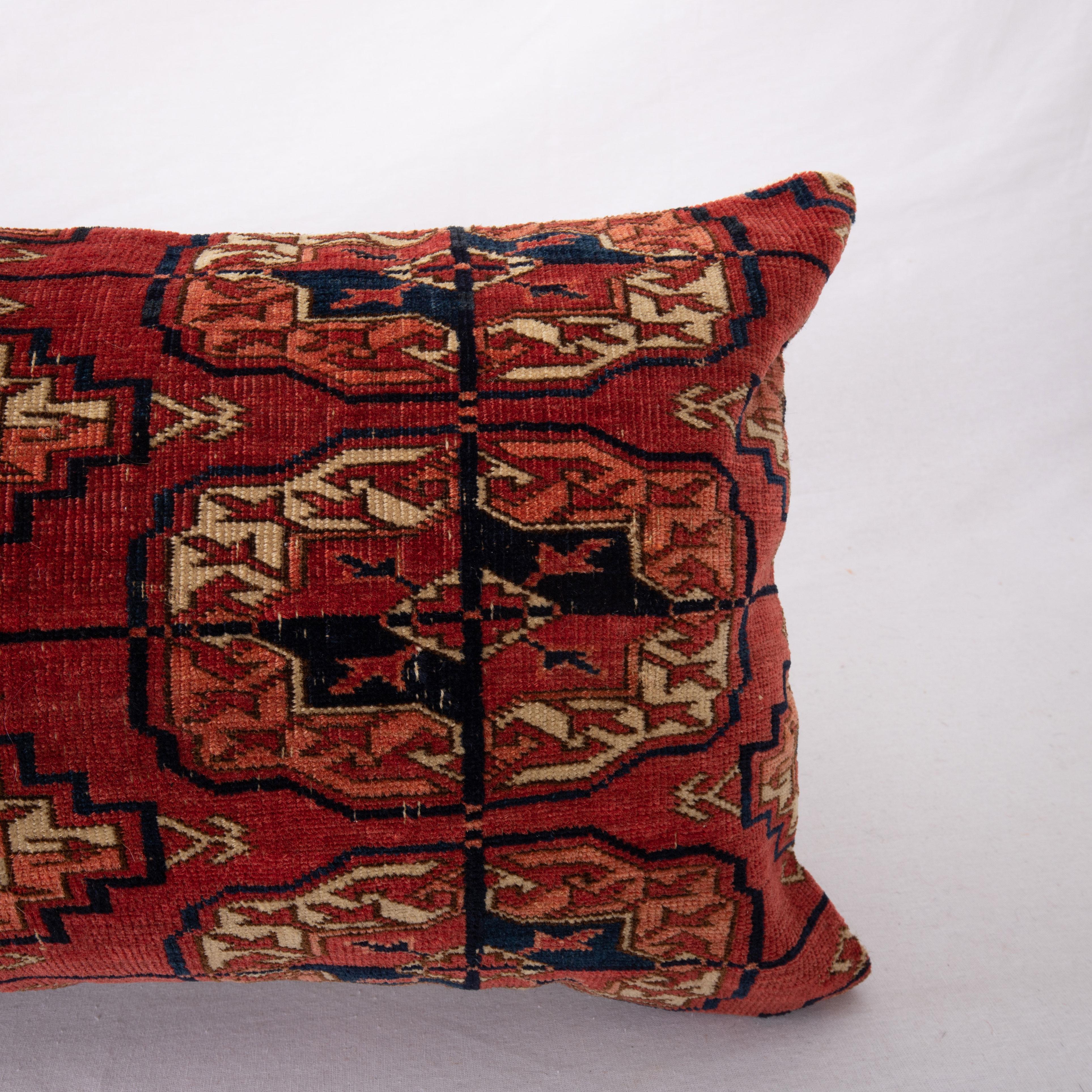 Hand-Woven Pillow Cover Made from an Antique Central Asian Turkmen Tekke Rug Fragment For Sale