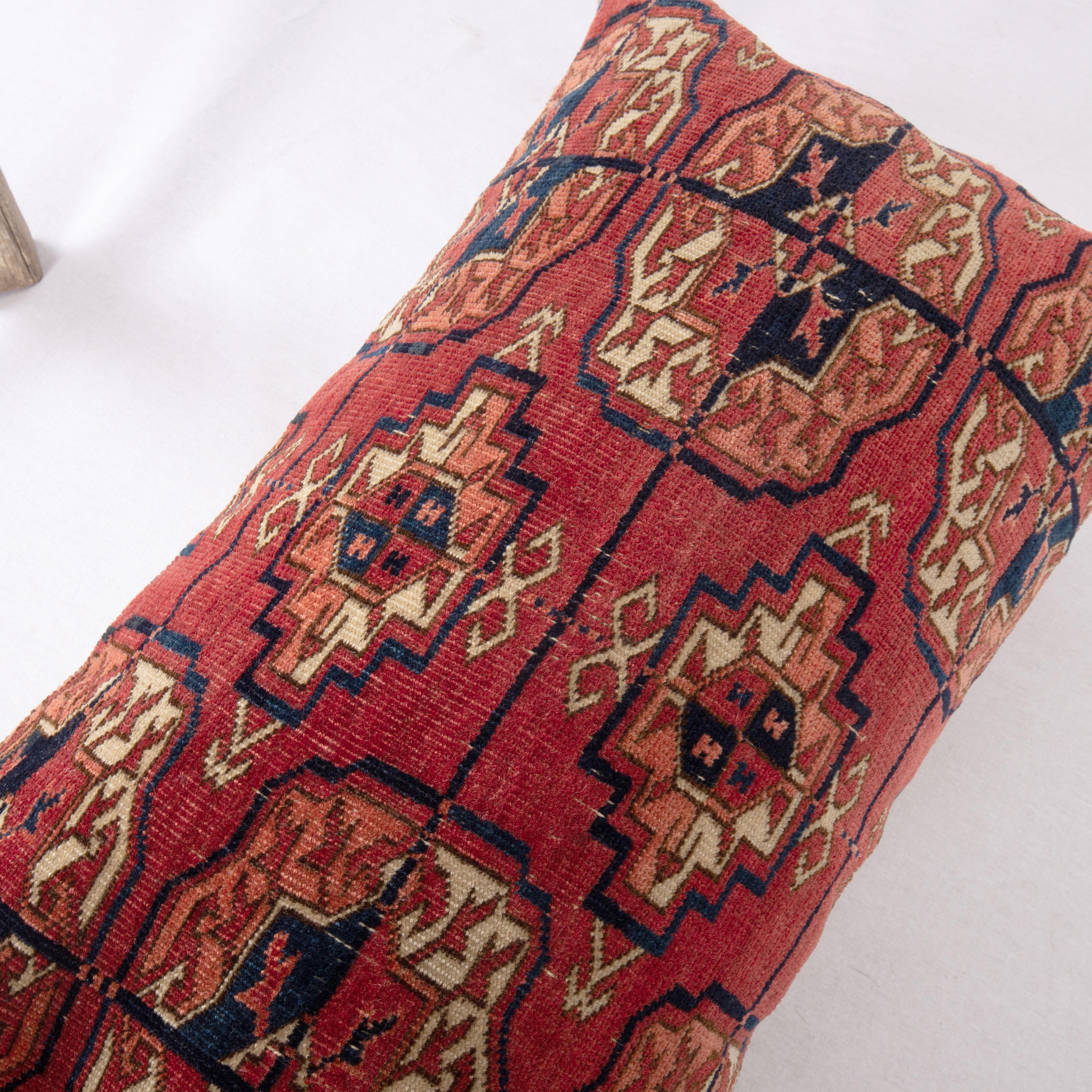 19th Century Pillow Cover Made from an Antique Central Asian Turkmen Tekke Rug Fragment For Sale