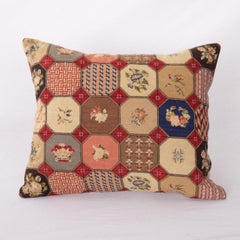 Pillow Cover Made from an Antique Petit Point European Embroidery Early 20th C