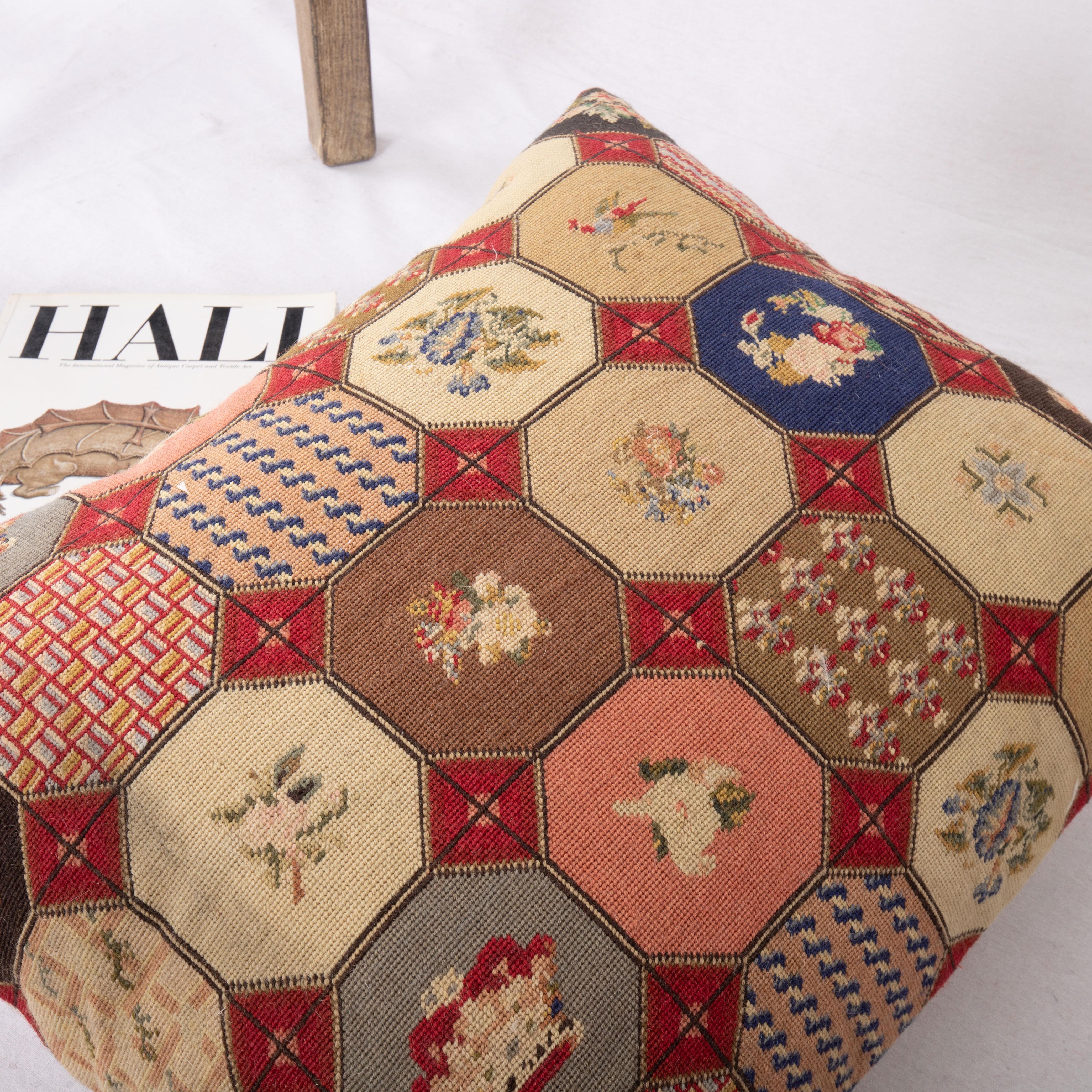 Pillow Cover Made from an Antique Petit Point European Embroidery Early 20th C. In Good Condition In Istanbul, TR