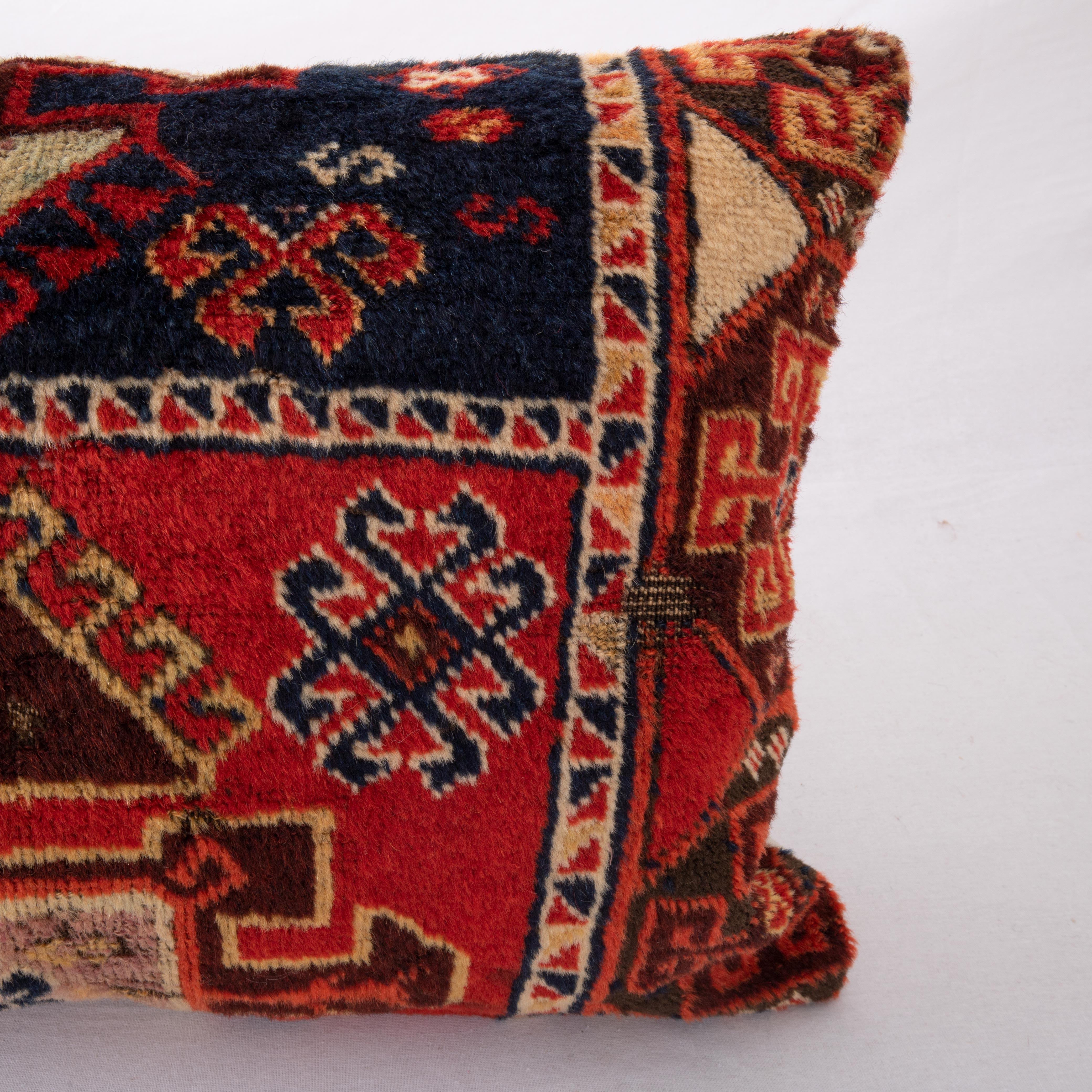 Hand-Woven Pillow Cover Made from an Eastern Anatolian Antique Rug Fragment, 19th Century For Sale