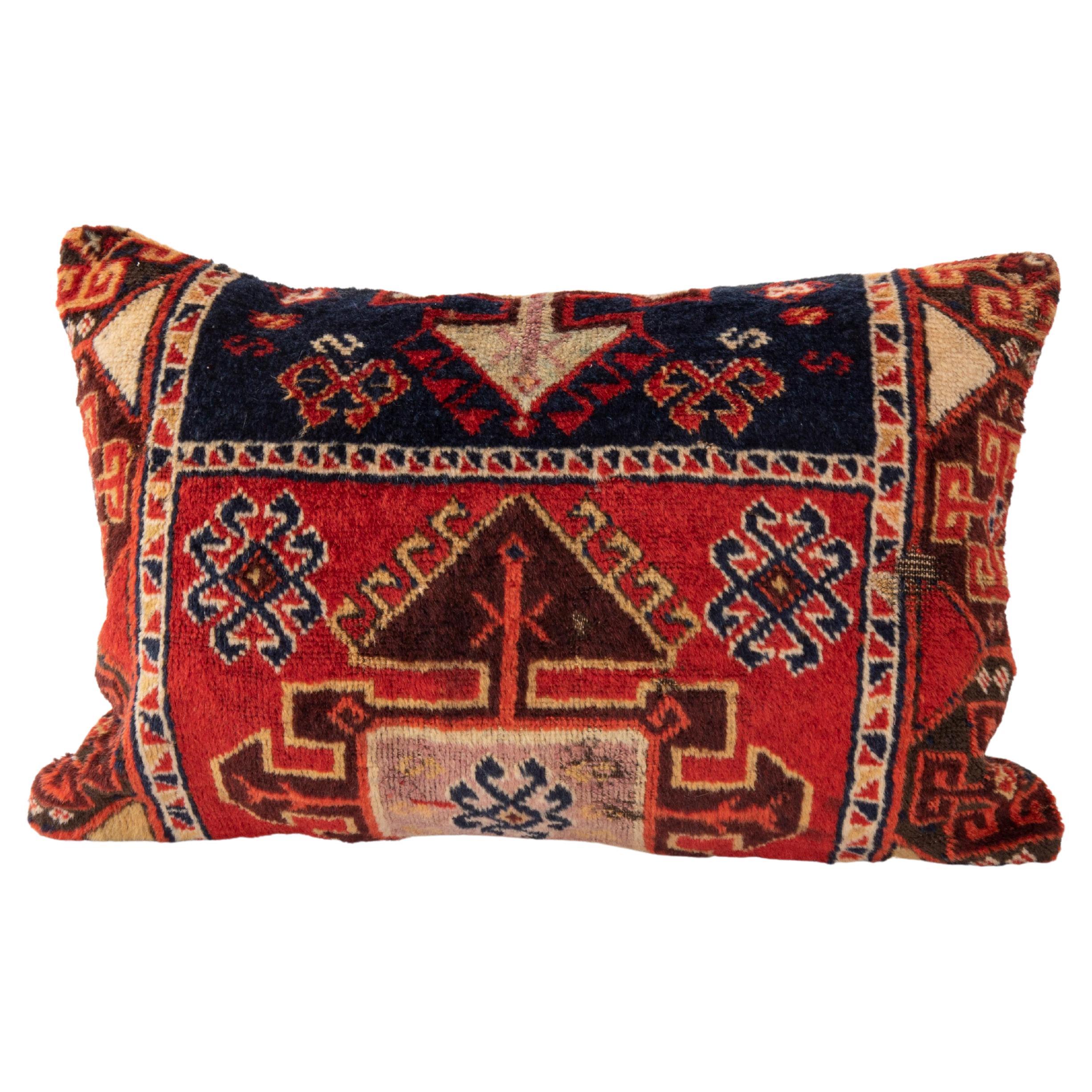 Pillow Cover Made from an Eastern Anatolian Antique Rug Fragment, 19th Century For Sale