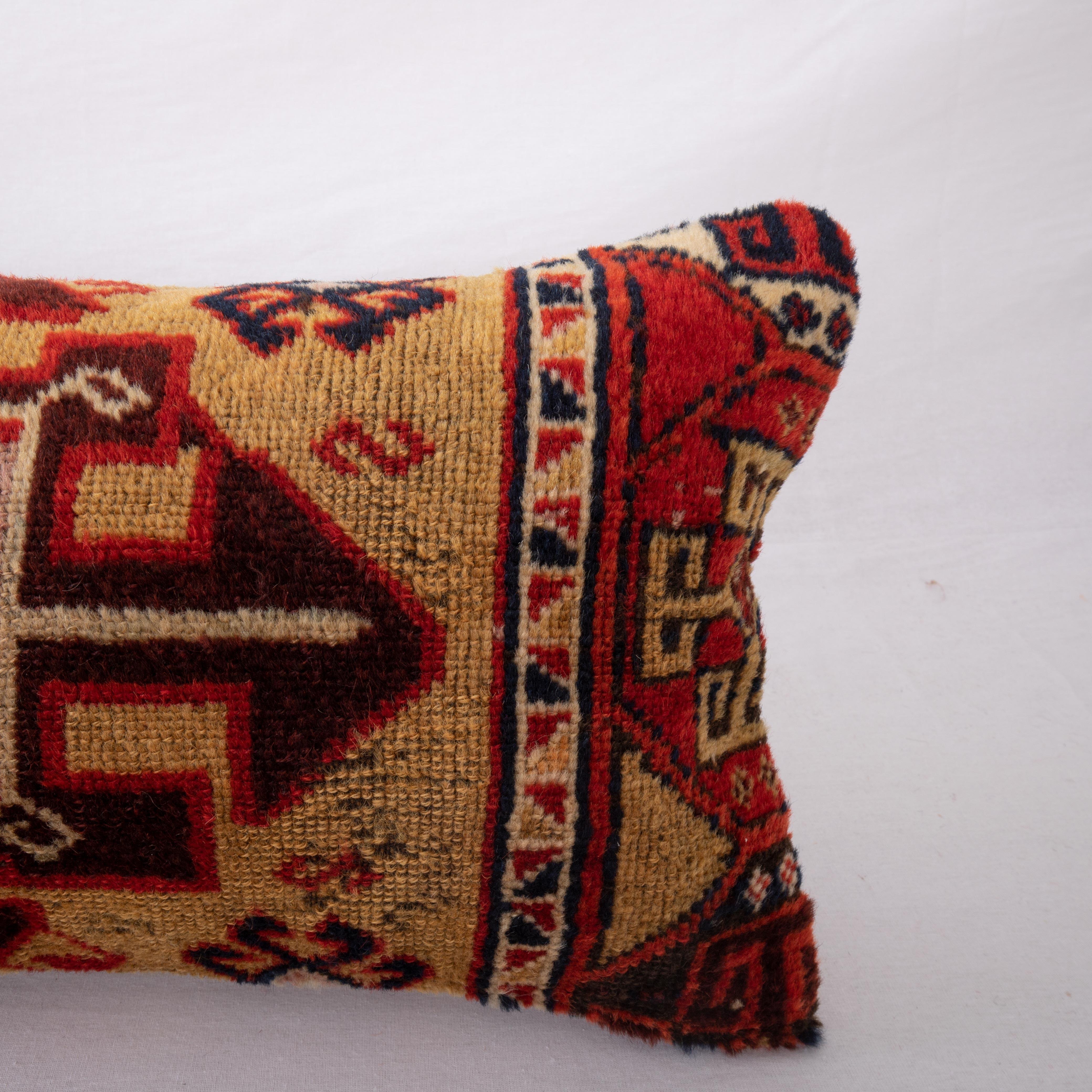 Turkish Pillow Cover Made from an Eastern Anatolian Antique Rug Fragment, 19th Century For Sale