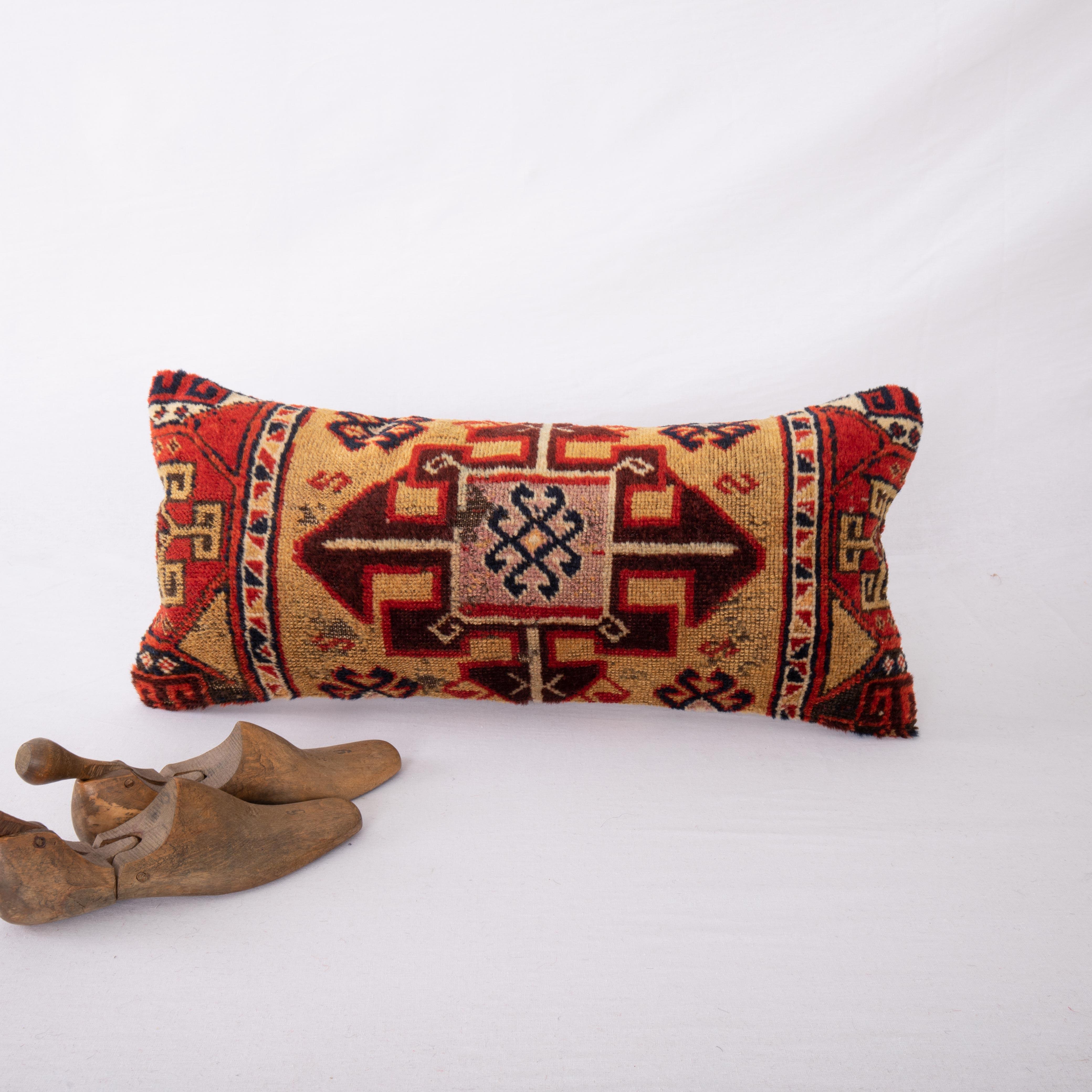 Hand-Woven Pillow Cover Made from an Eastern Anatolian Antique Rug Fragment, 19th Century For Sale