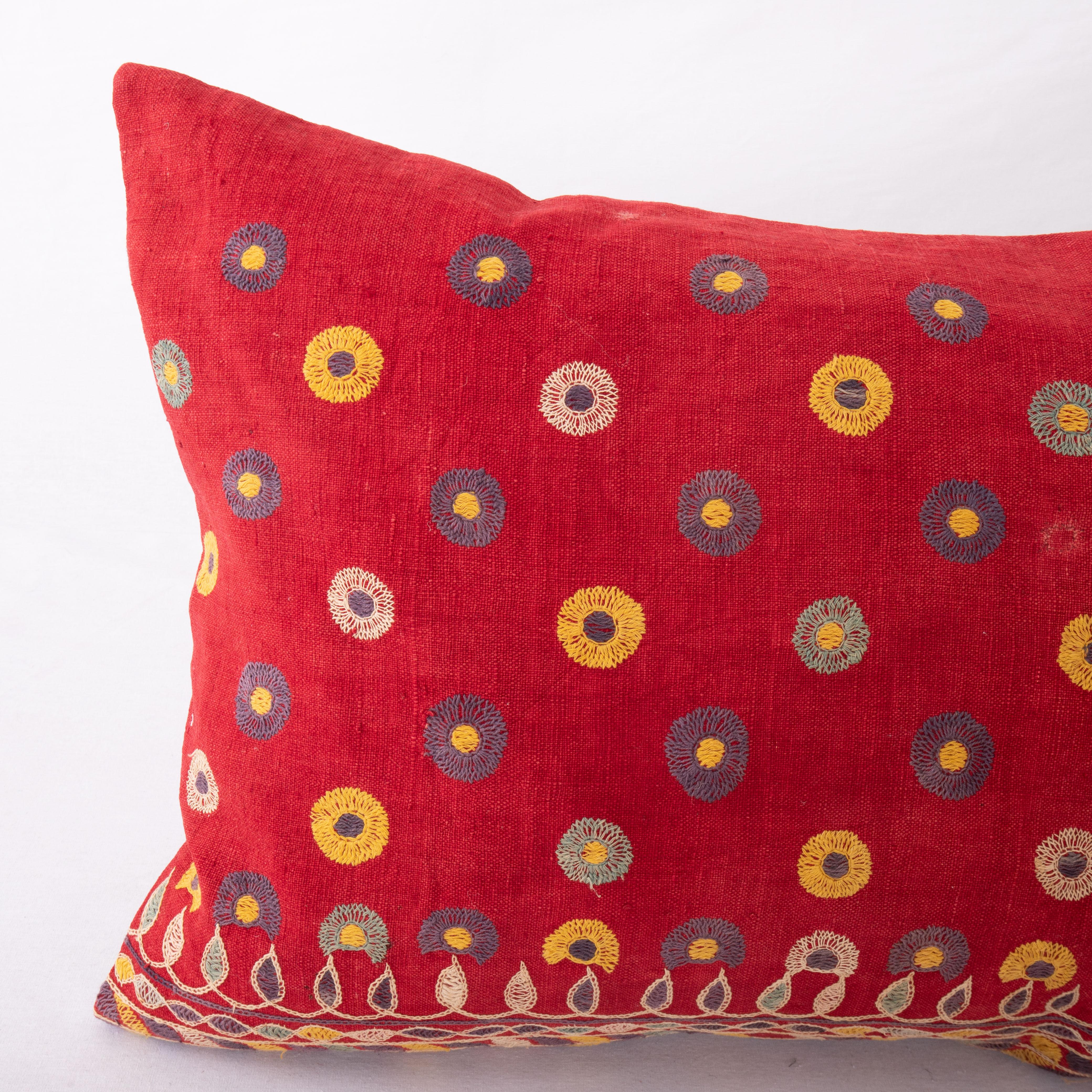 Tribal Pillow Cover Made from an Ebroidery from Gujarat, India, Mid-20th Century For Sale