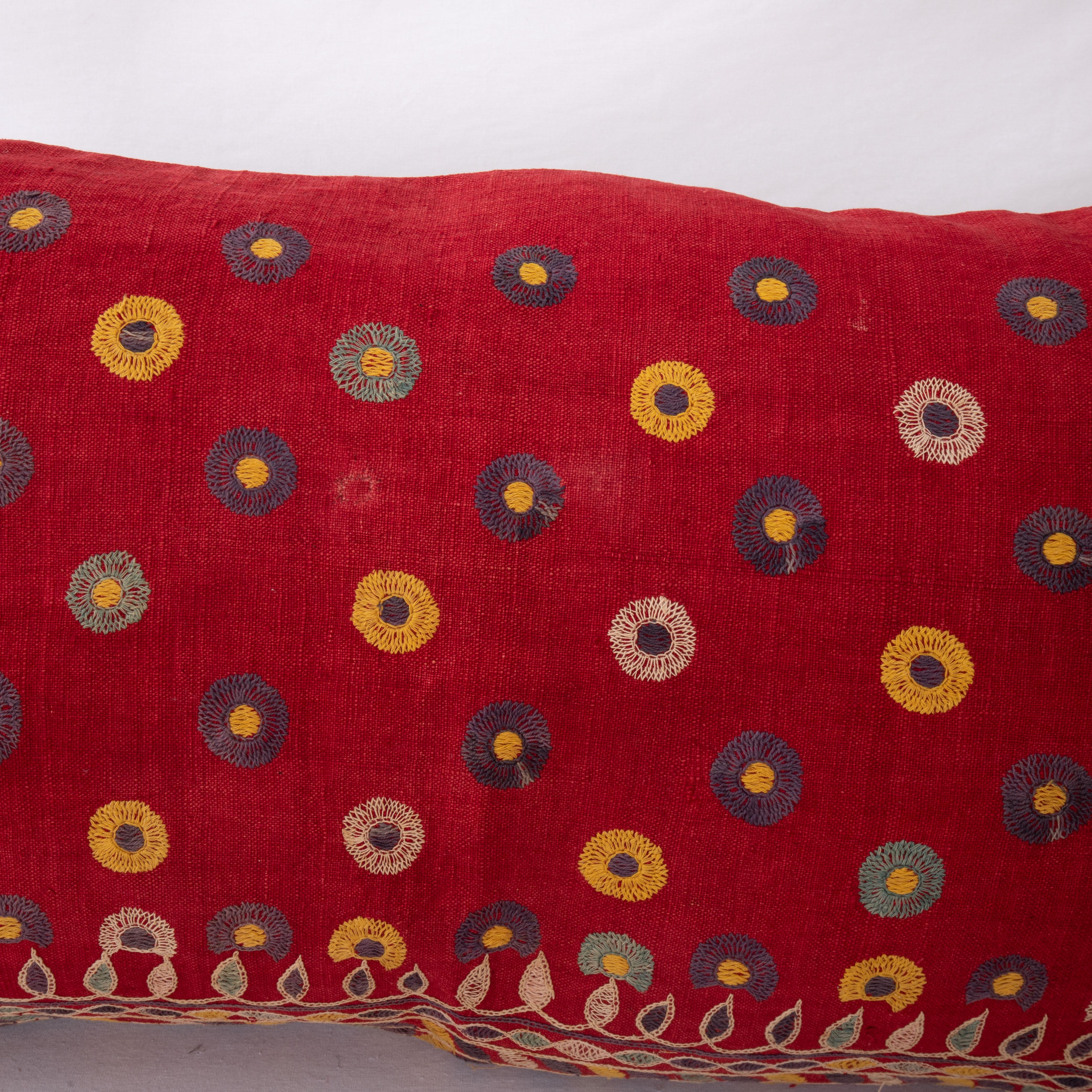 Indian Pillow Cover Made from an Ebroidery from Gujarat, India, Mid-20th Century For Sale
