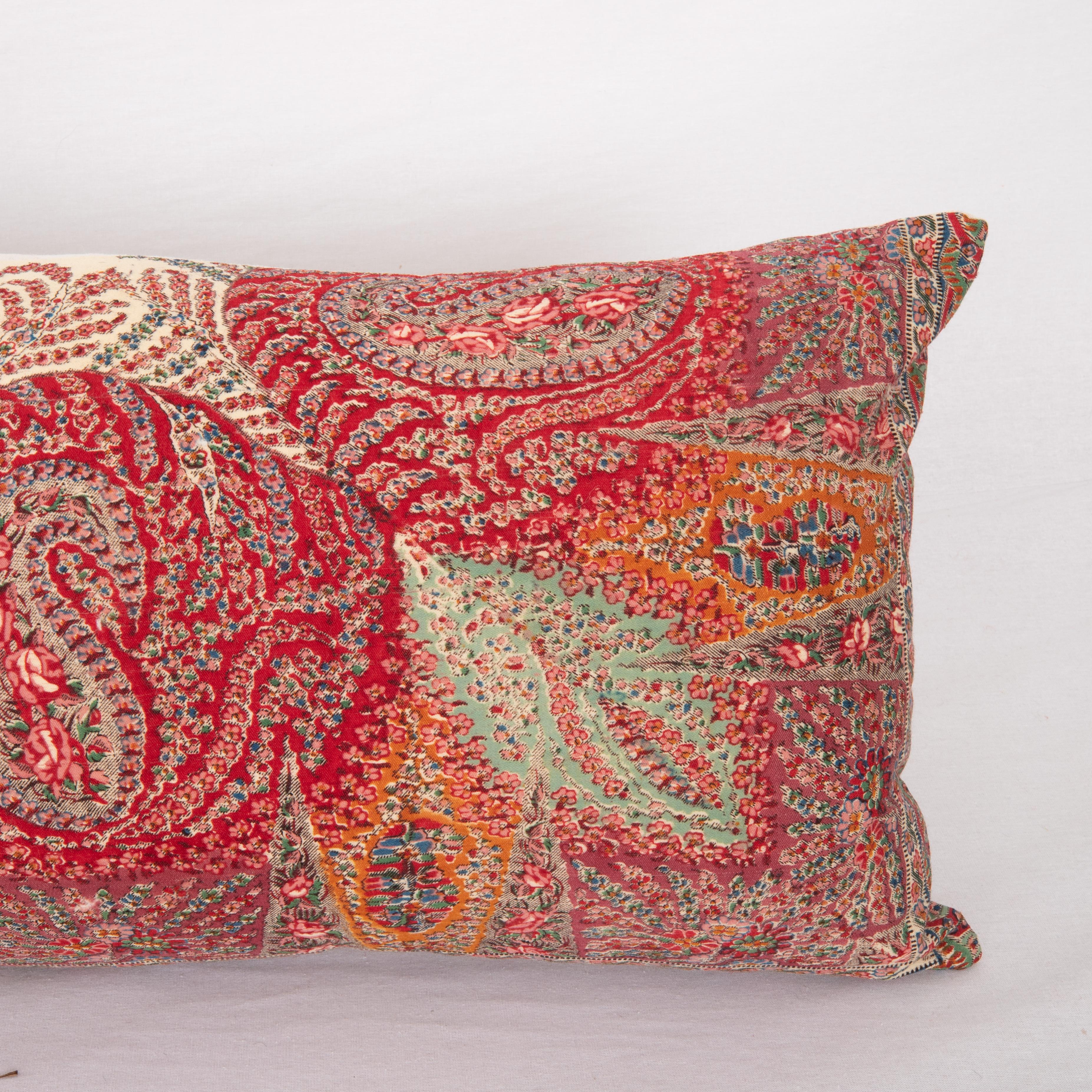 Woven Pillow Cover Made from an English Printed Shawl, 19th C. For Sale