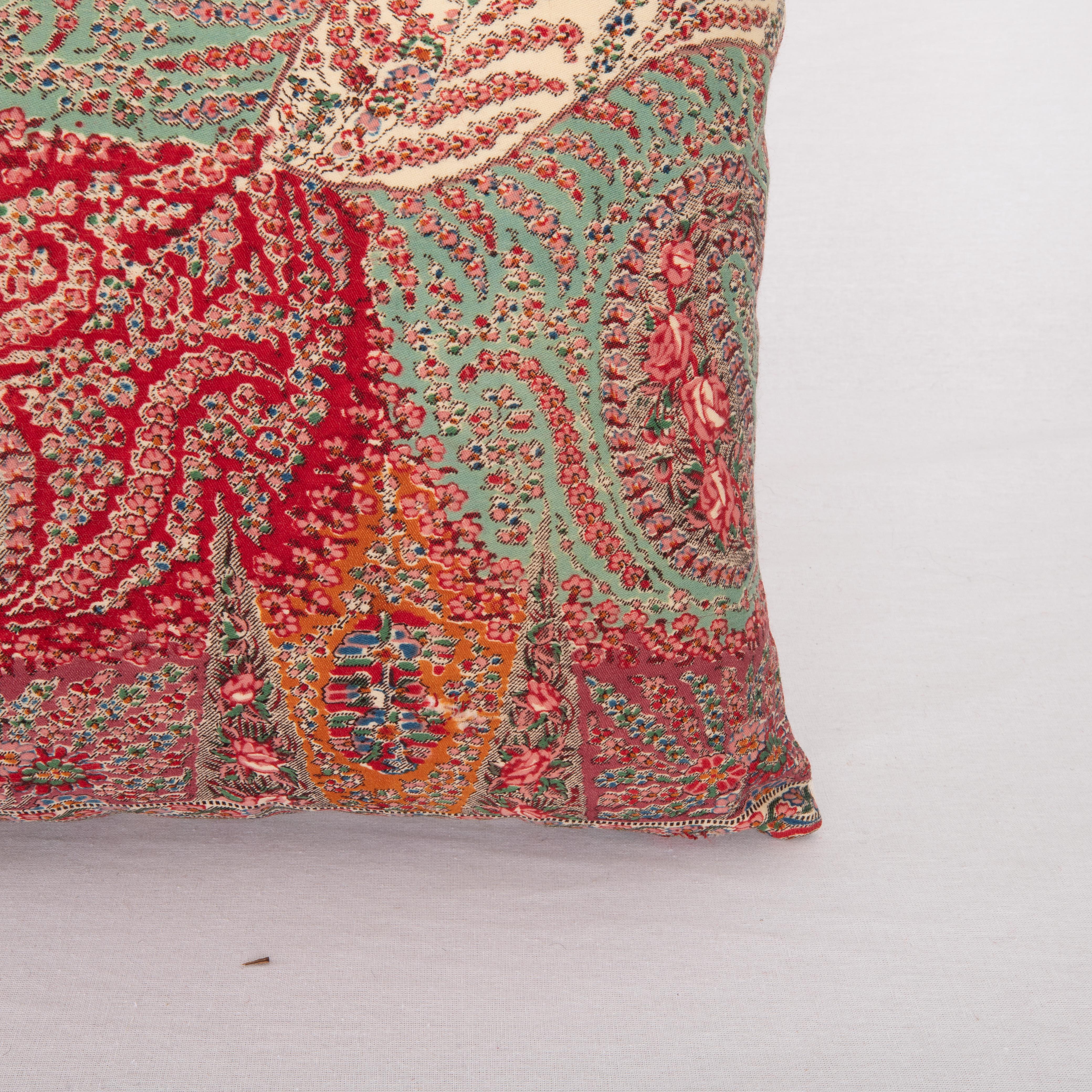 Woven  Pillow Cover Made from an English Printed Shawl, 19th C. For Sale