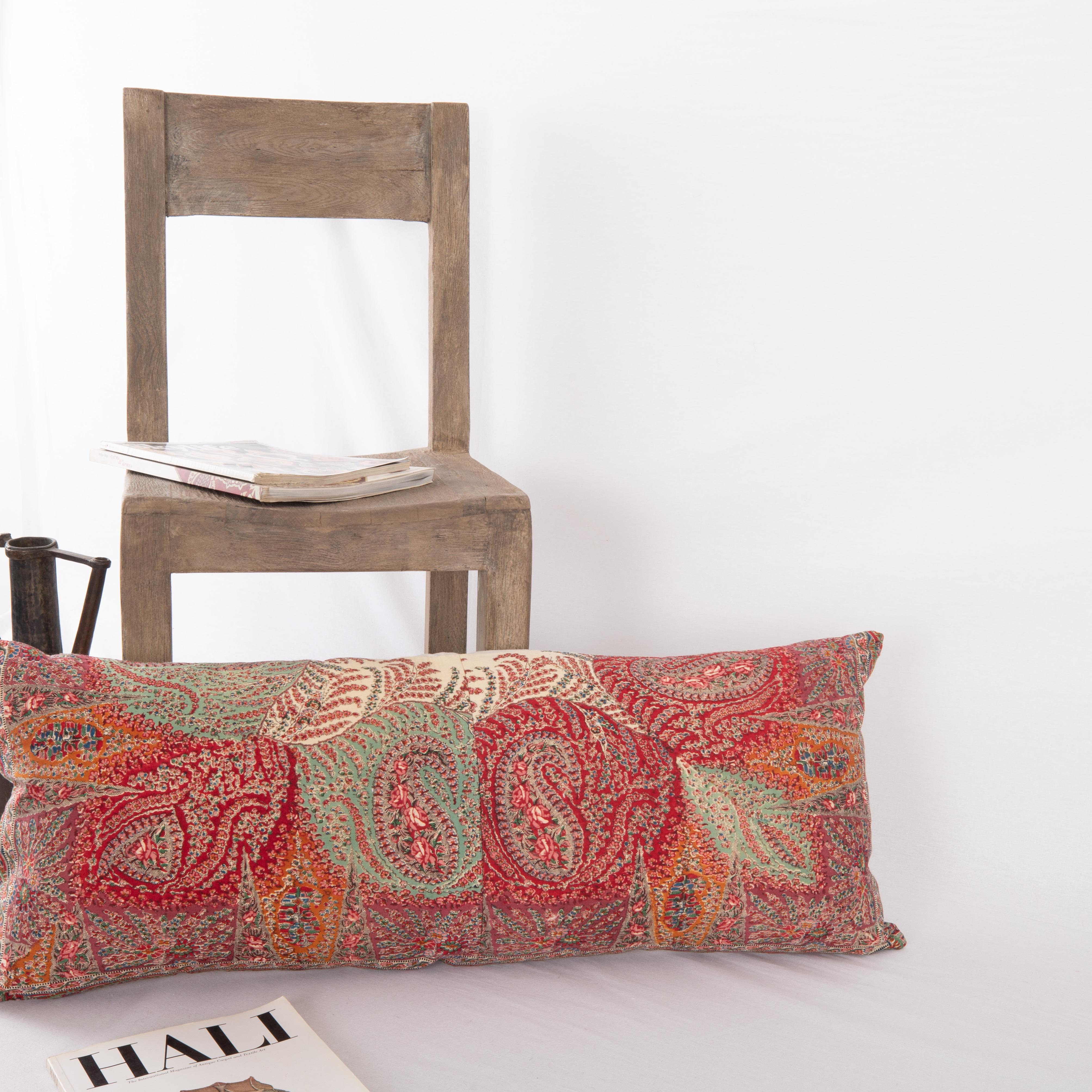 19th Century Pillow Cover Made from an English Printed Shawl, 19th C. For Sale
