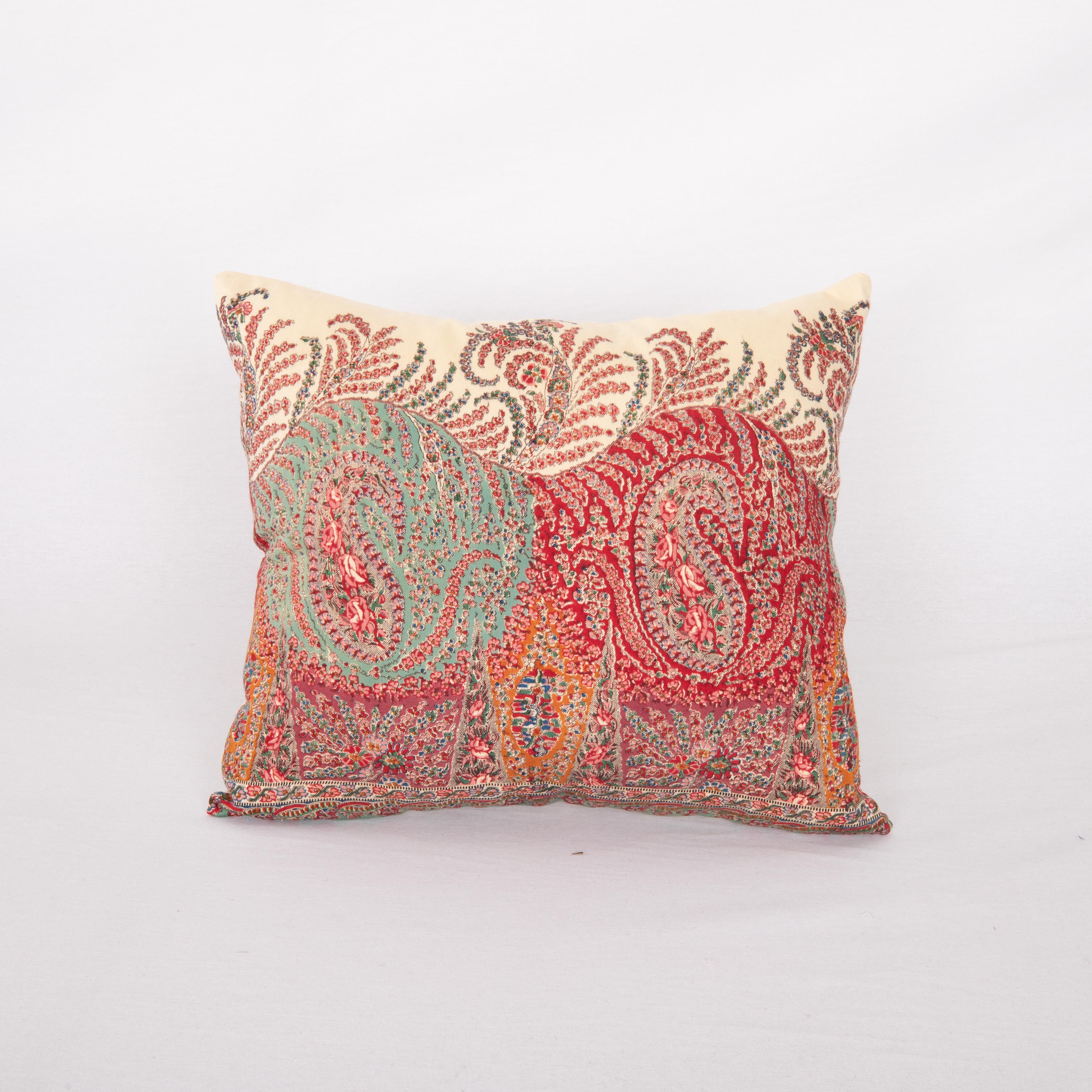Pillow Cover Made from an English Printed Shawl, 19th C. For Sale 1