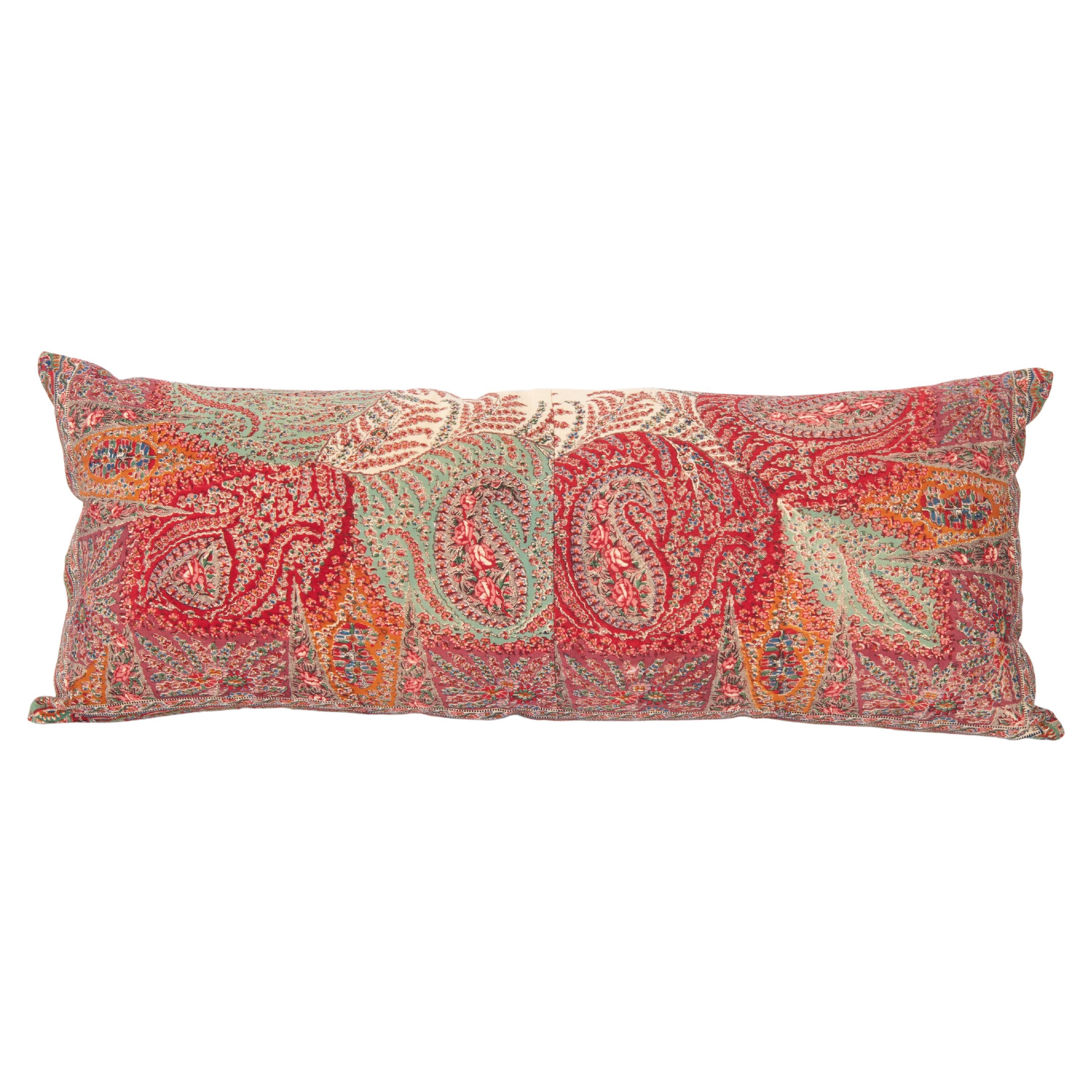 Pillow Cover Made from an English Printed Shawl, 19th C. For Sale