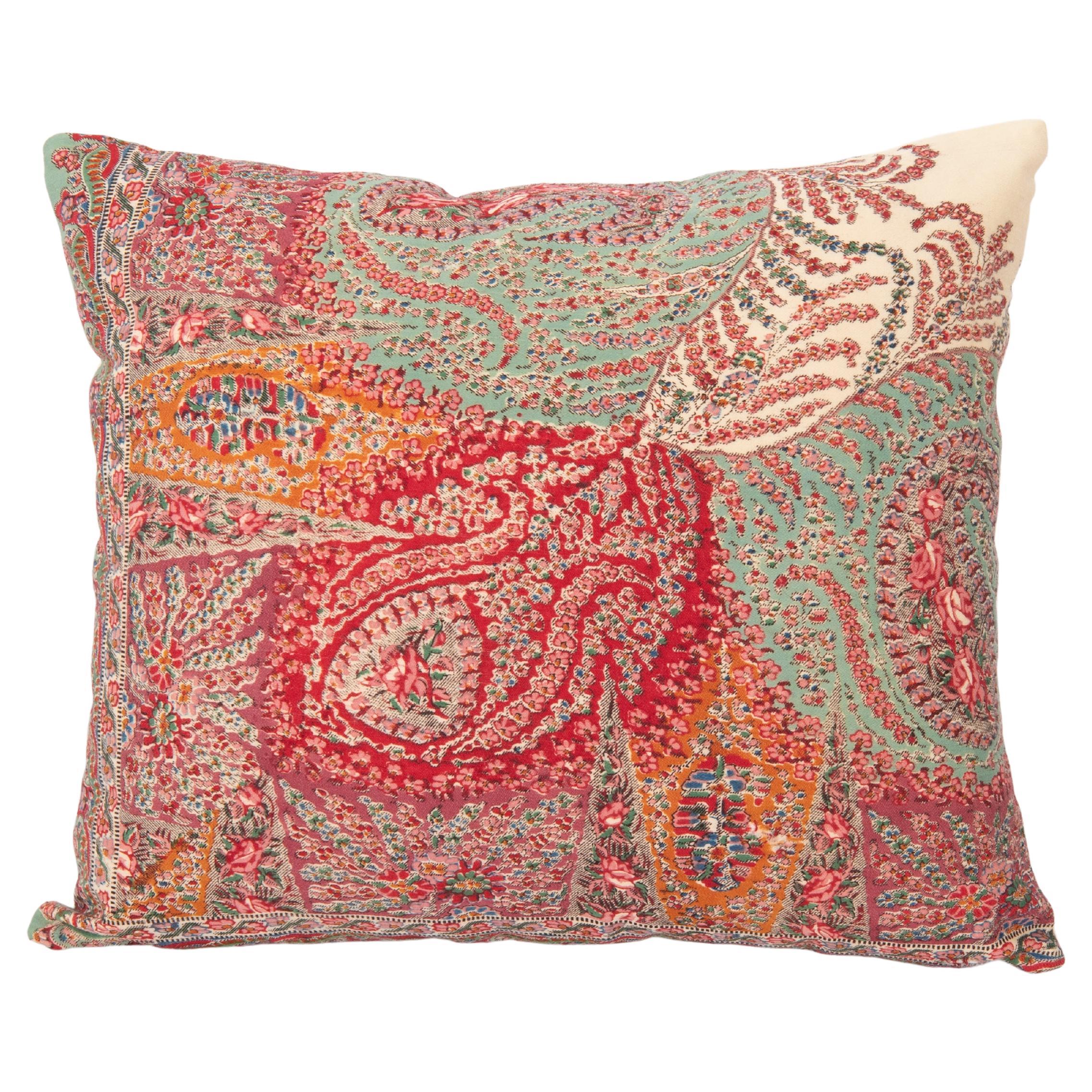  Pillow Cover Made from an English Printed Shawl, 19th C. For Sale