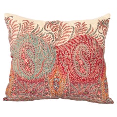 Antique Pillow Cover Made from an English Printed Shawl, 19th C.