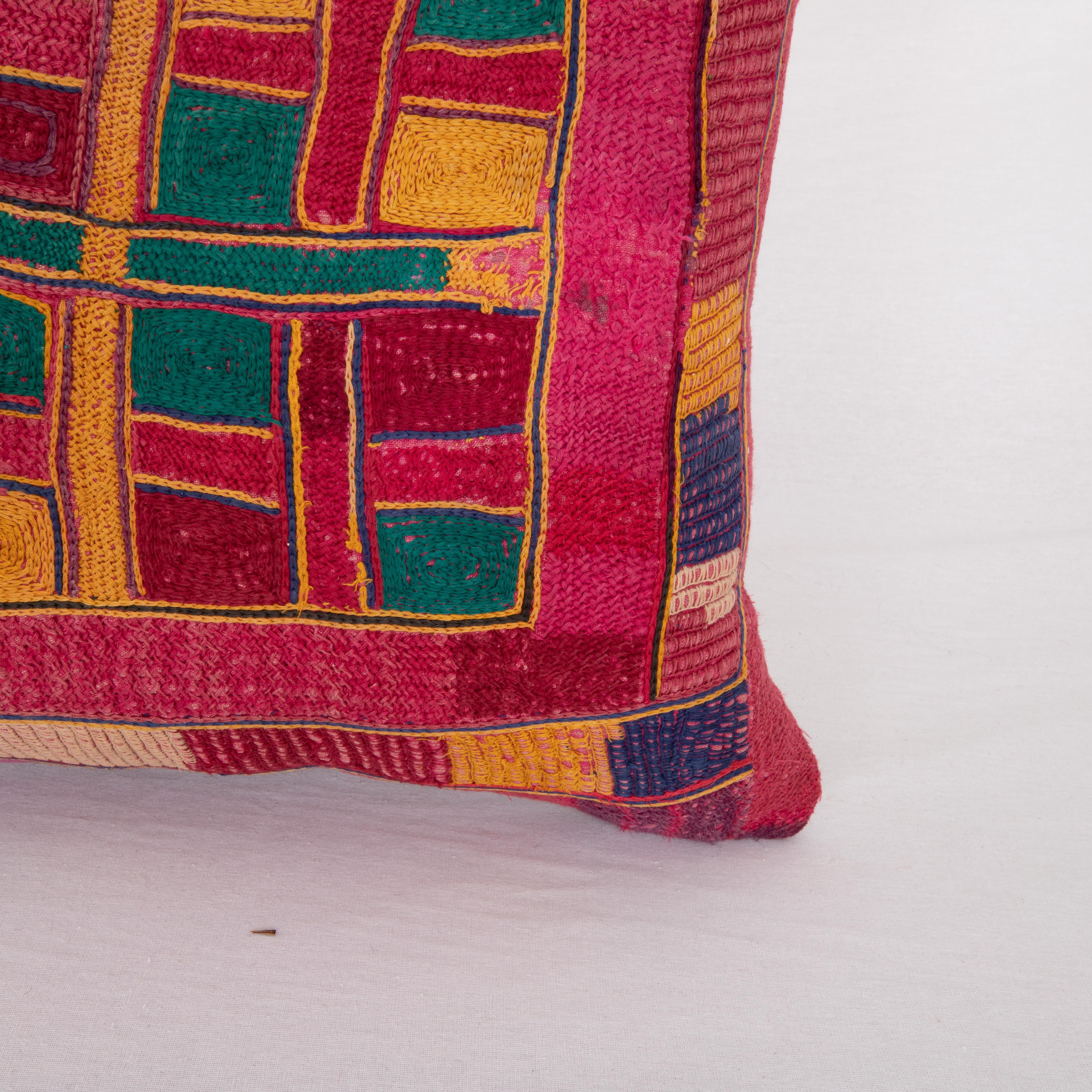 Embroidered Pillow Cover Made from an Indian Banjara Embroidery, mid 20th C. For Sale