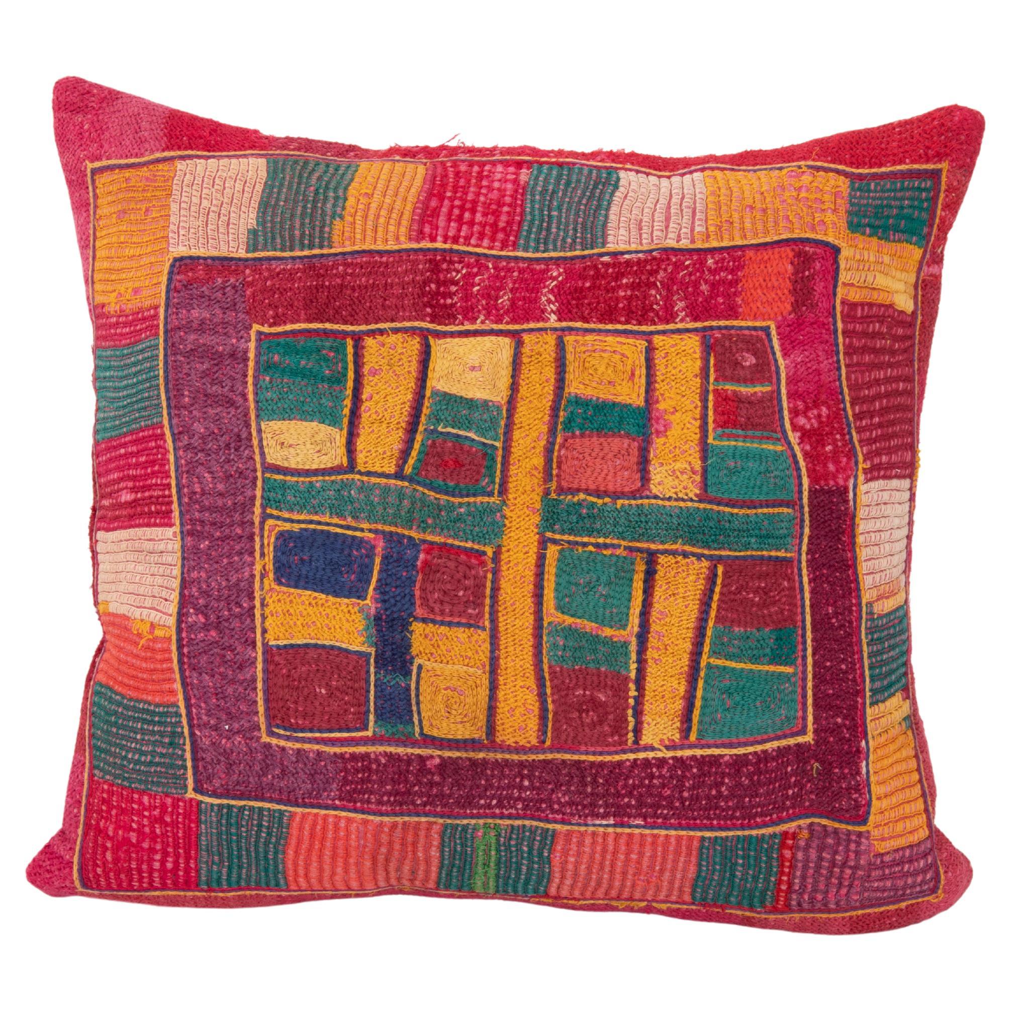 Pillow Cover Made from an Indian Banjara Embroidery, mid 20th C. For Sale