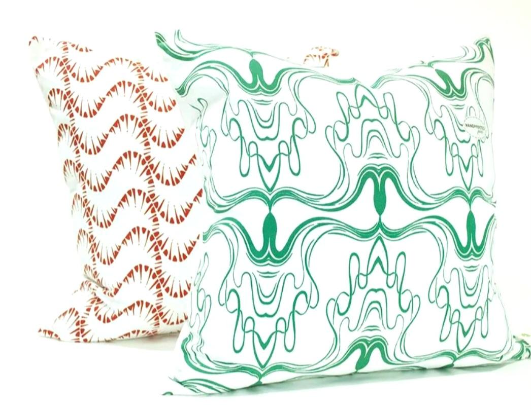 South African Pillow Cover Screen Smoke, Emerald For Sale