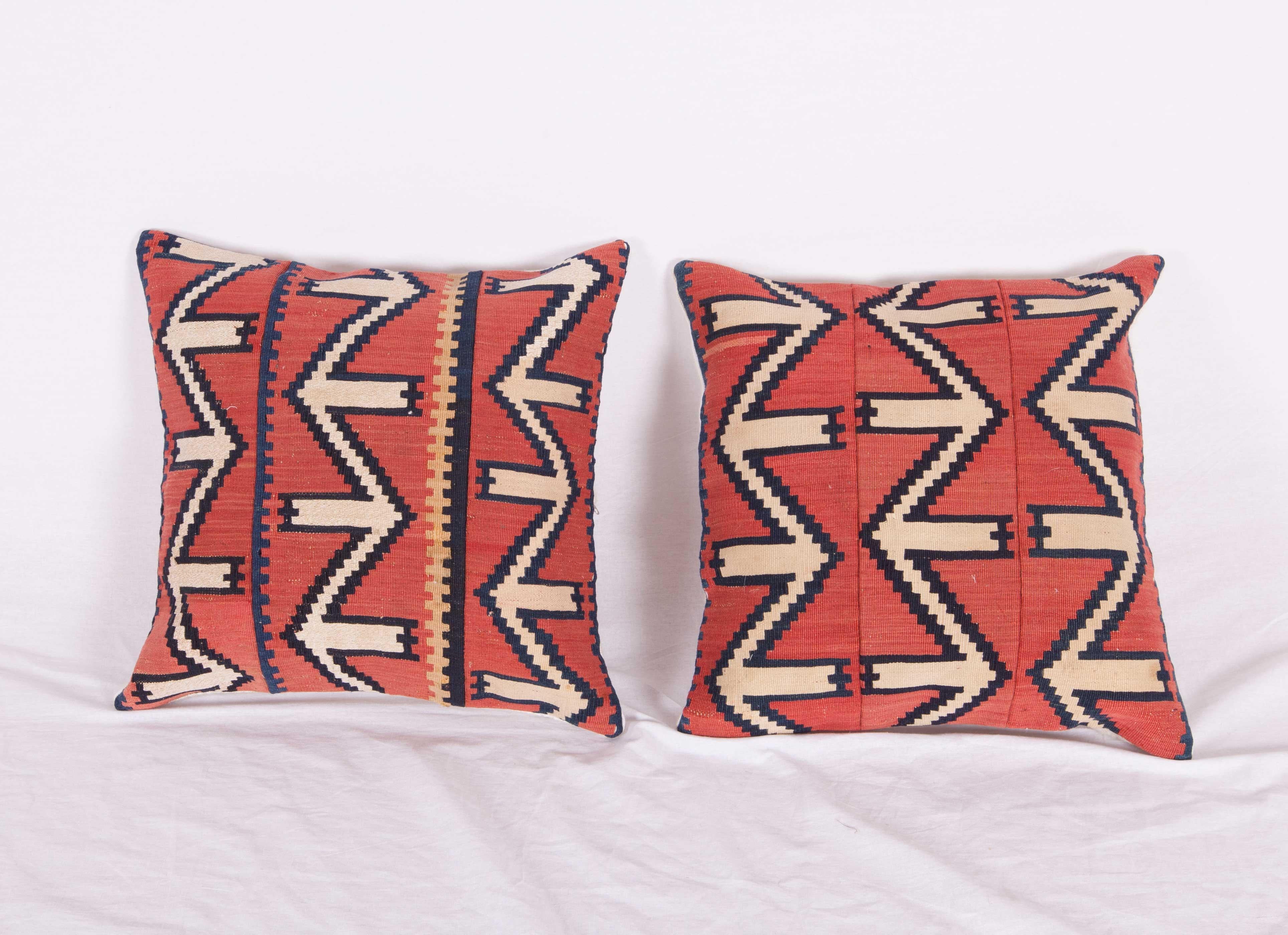 These pillow / cushion covers are made from a late 19th century. Kuba Kilim from Azerbaijan.