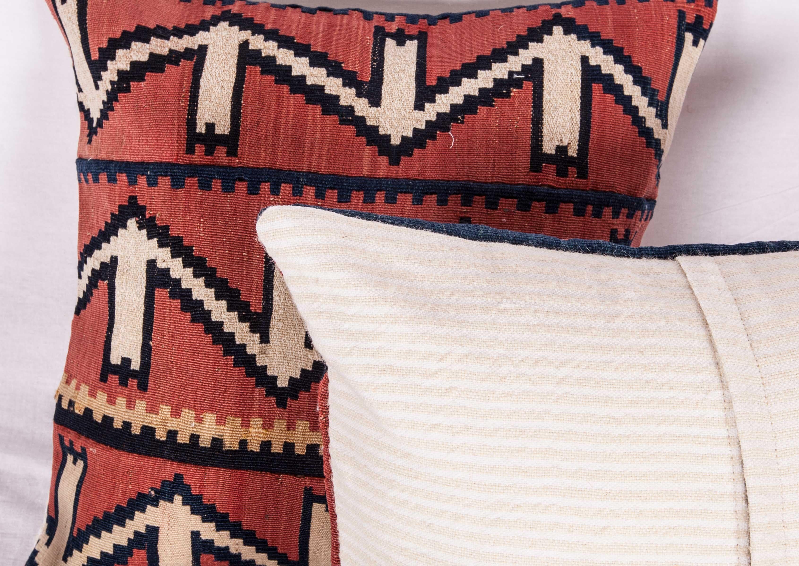 Hand-Woven Pillow / Cushion Covers Made from an Antique Kuba Kilim, 19th Century