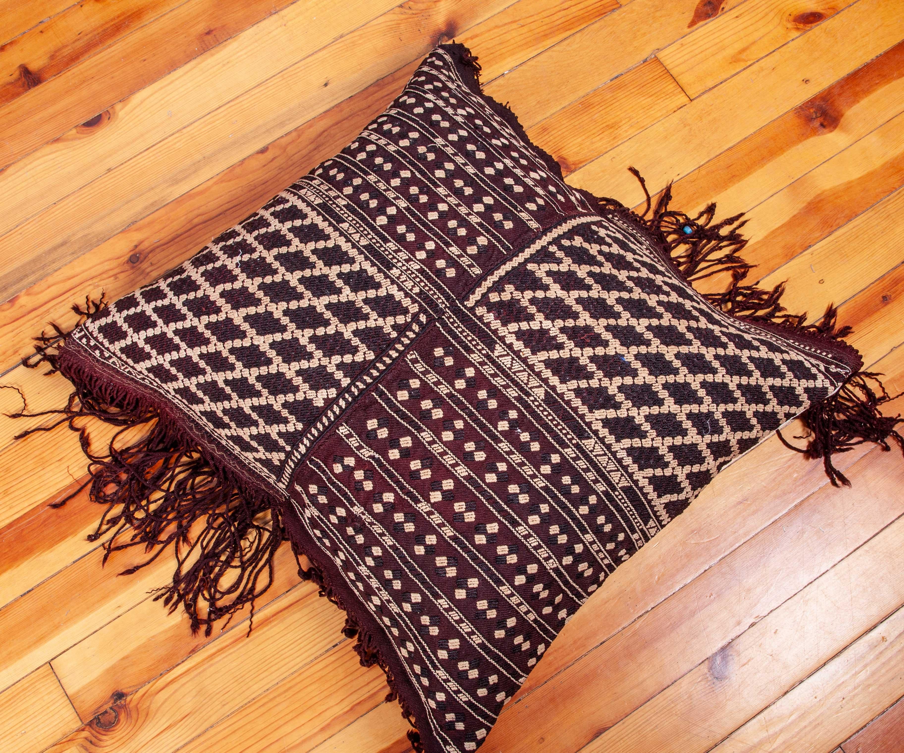 Pillow Fashioned from an Early 20th Century Western Anatolaian Pomak Apron In Good Condition In Istanbul, TR