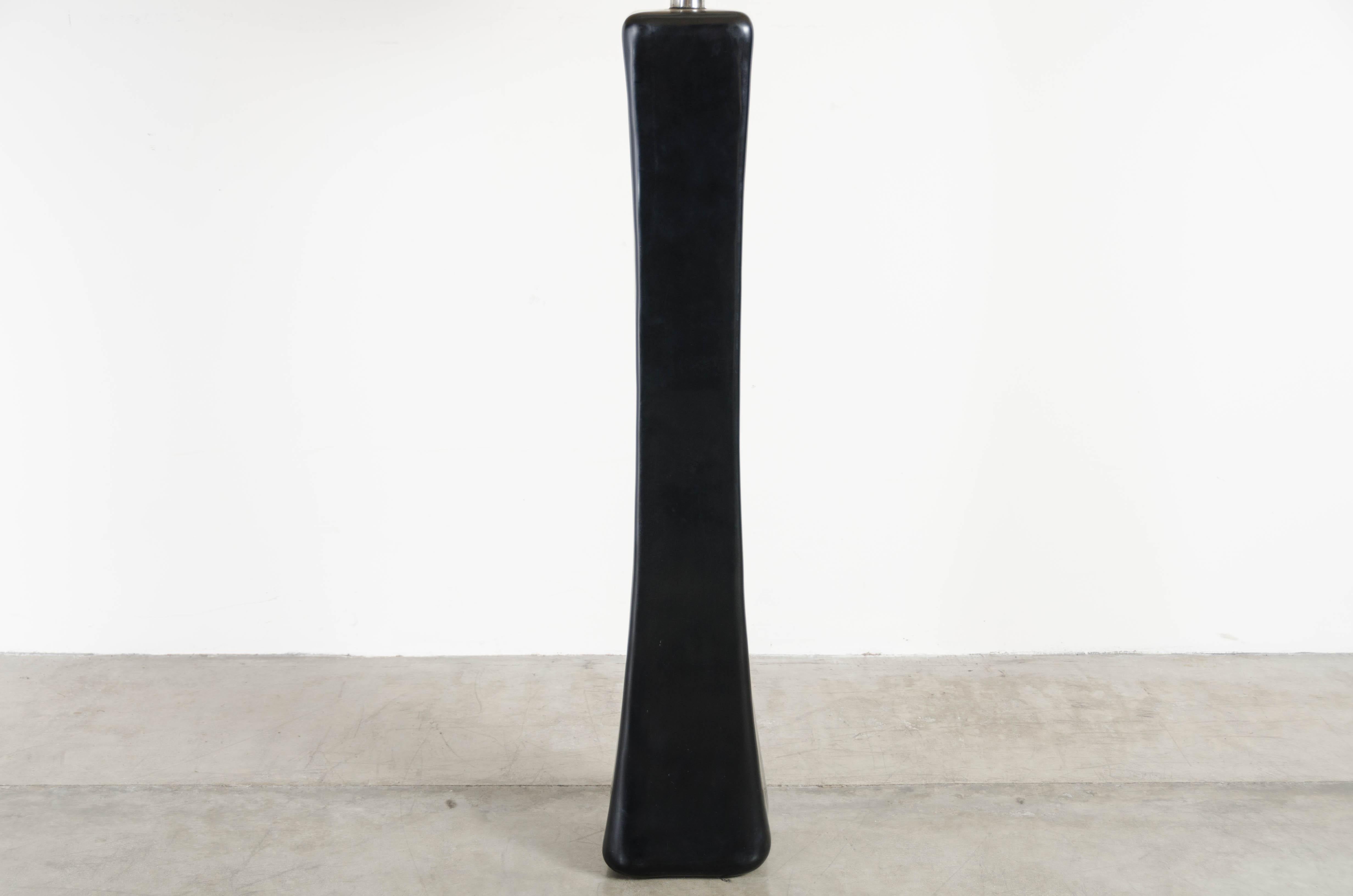 Pillow Floor Lamp, Black Lacquer by Robert Kuo, Handmade, Limited Edition In New Condition For Sale In Los Angeles, CA