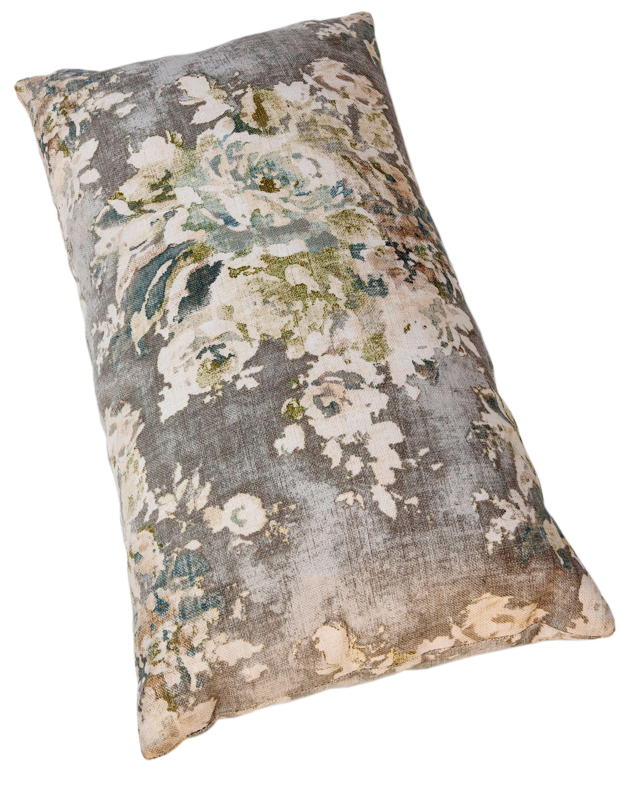 20th Century Printed Linen King-Size Zippered Pillow For Sale