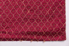 Embroidered Silk Pillow Cover from Indian Sari, Agra Style, 1980