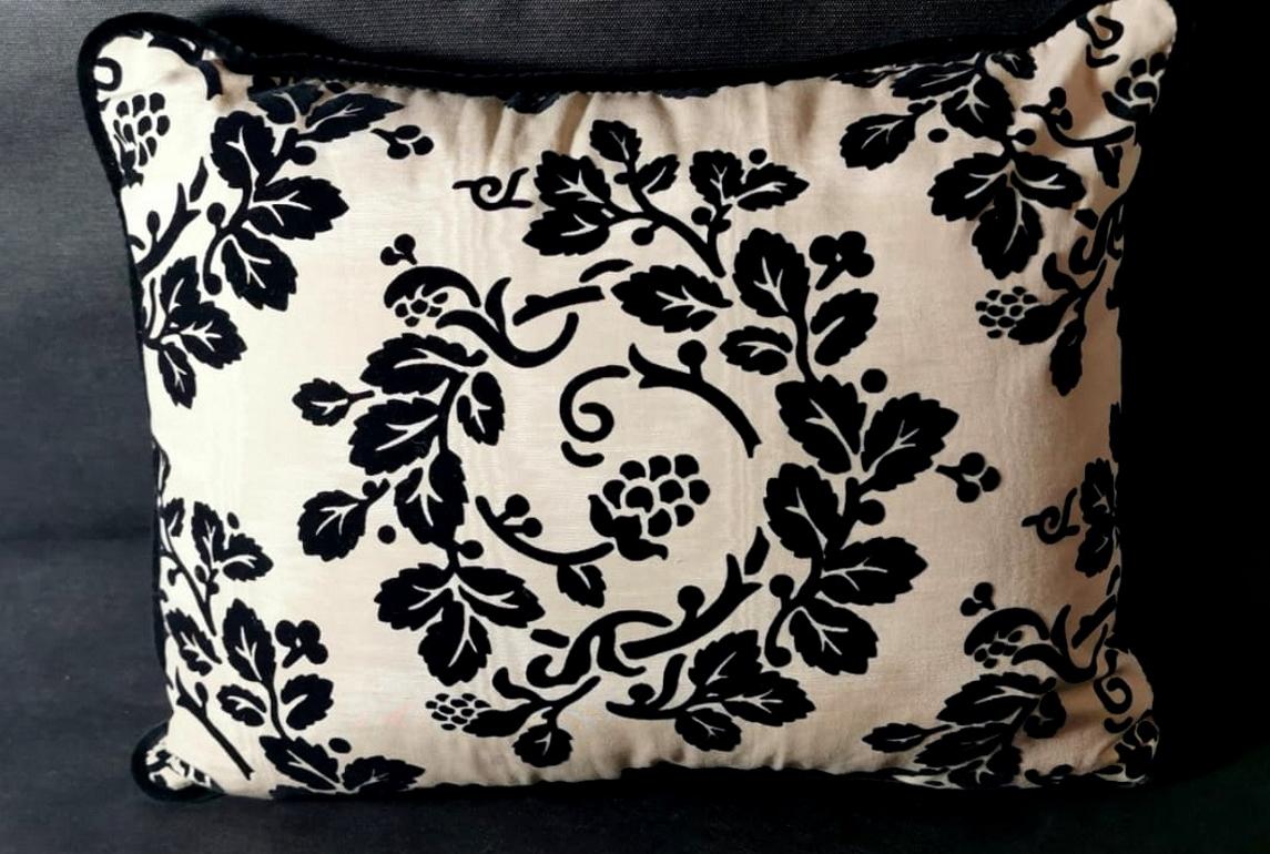 Handmade pillow in precious Dedar Moirè fabric and velvet on the back, feather padding; unique design. Moirè, also known as 