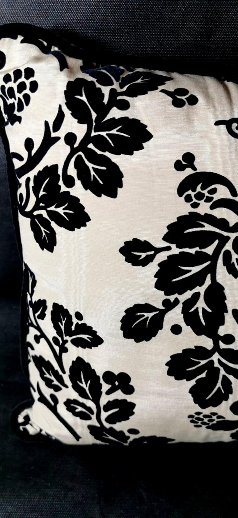 Italian Pillow Handmade in Dedar Moire’ Fabric Velvet on the Back 1960s In Good Condition In Prato, Tuscany