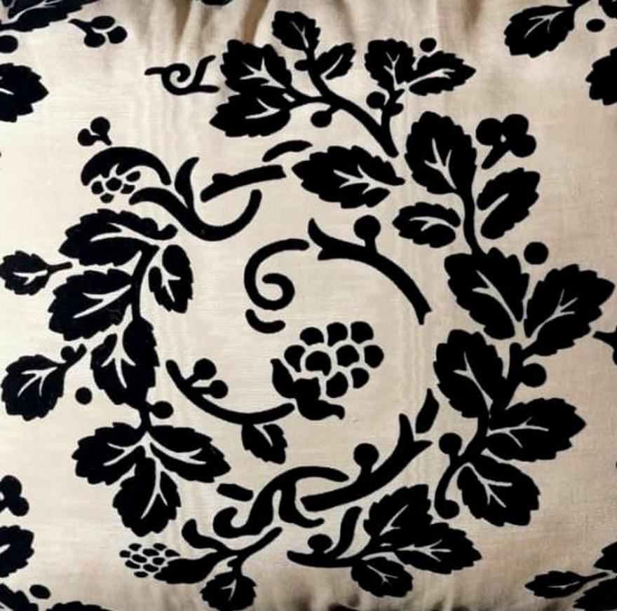 Silk Italian Pillow Handmade in Dedar Moire’ Fabric Velvet on the Back 1960s