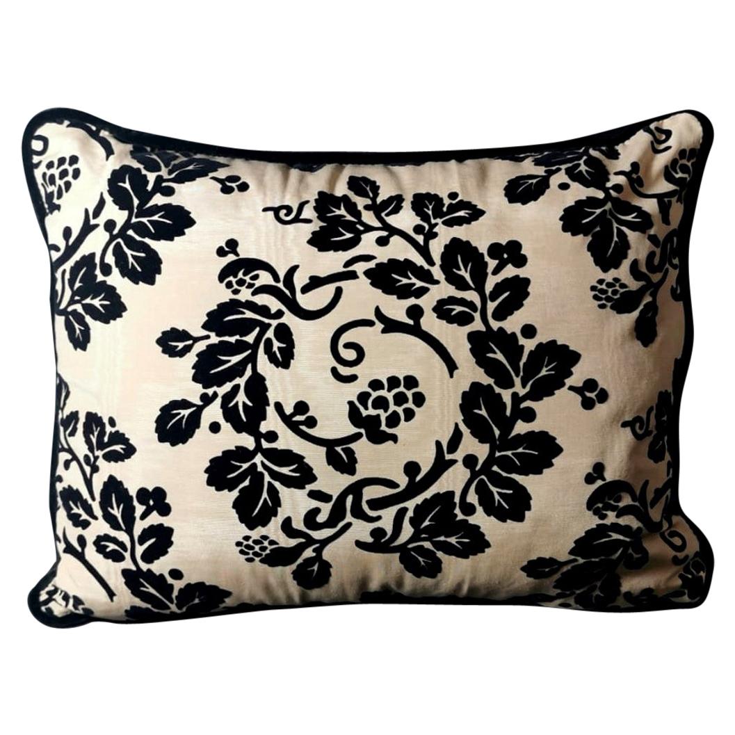 Italian Pillow Handmade in Dedar Moire’ Fabric Velvet on the Back 1960s