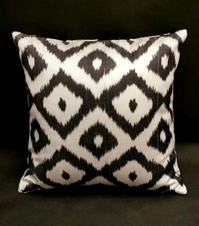 20th Century Pillow Handmade In Ikat Fabric Uzbekistan, 1990