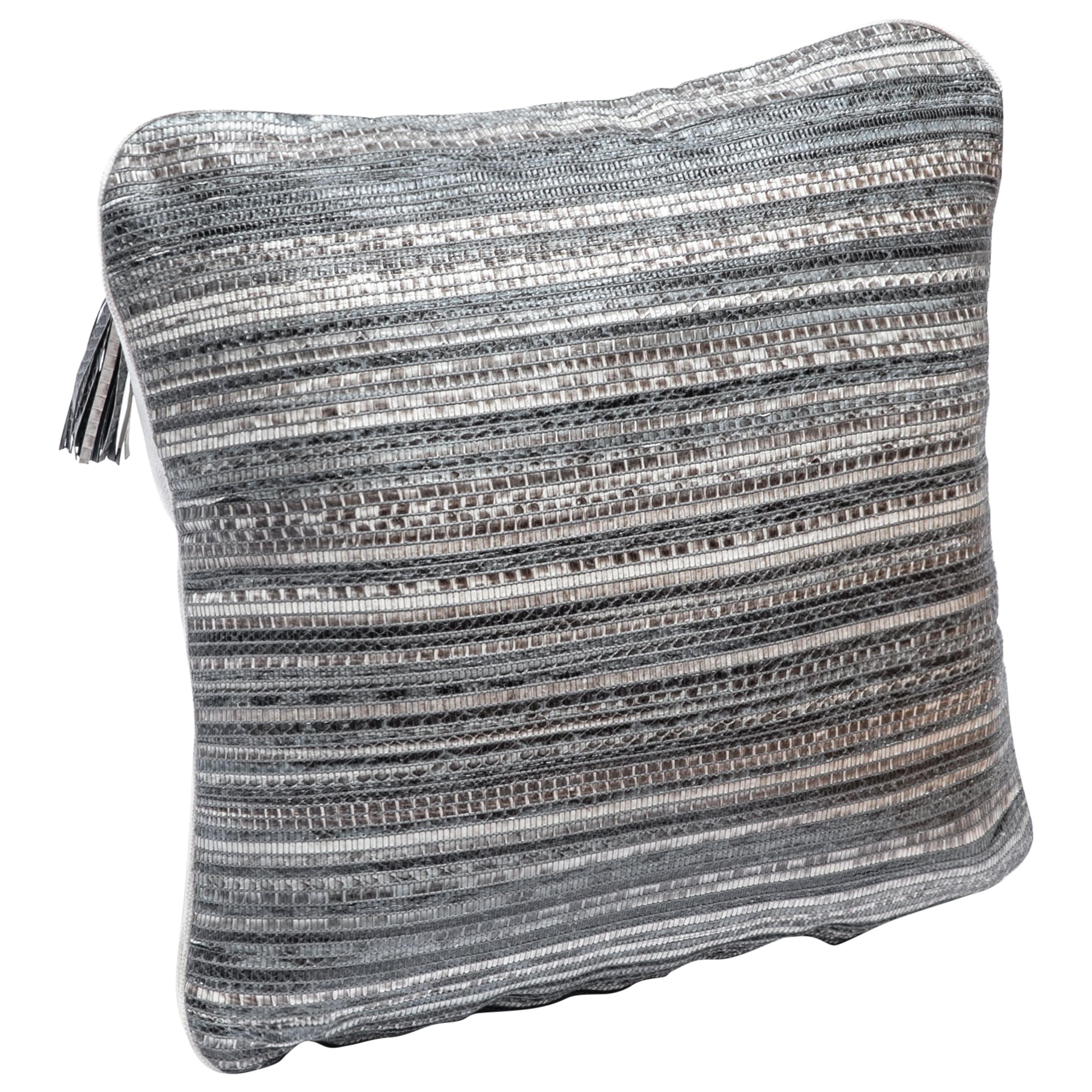 Pillow in Woven Snakeskin by Kifu Paris For Sale
