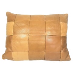 Pillow Leather Patchwork 1970s Mid Century 