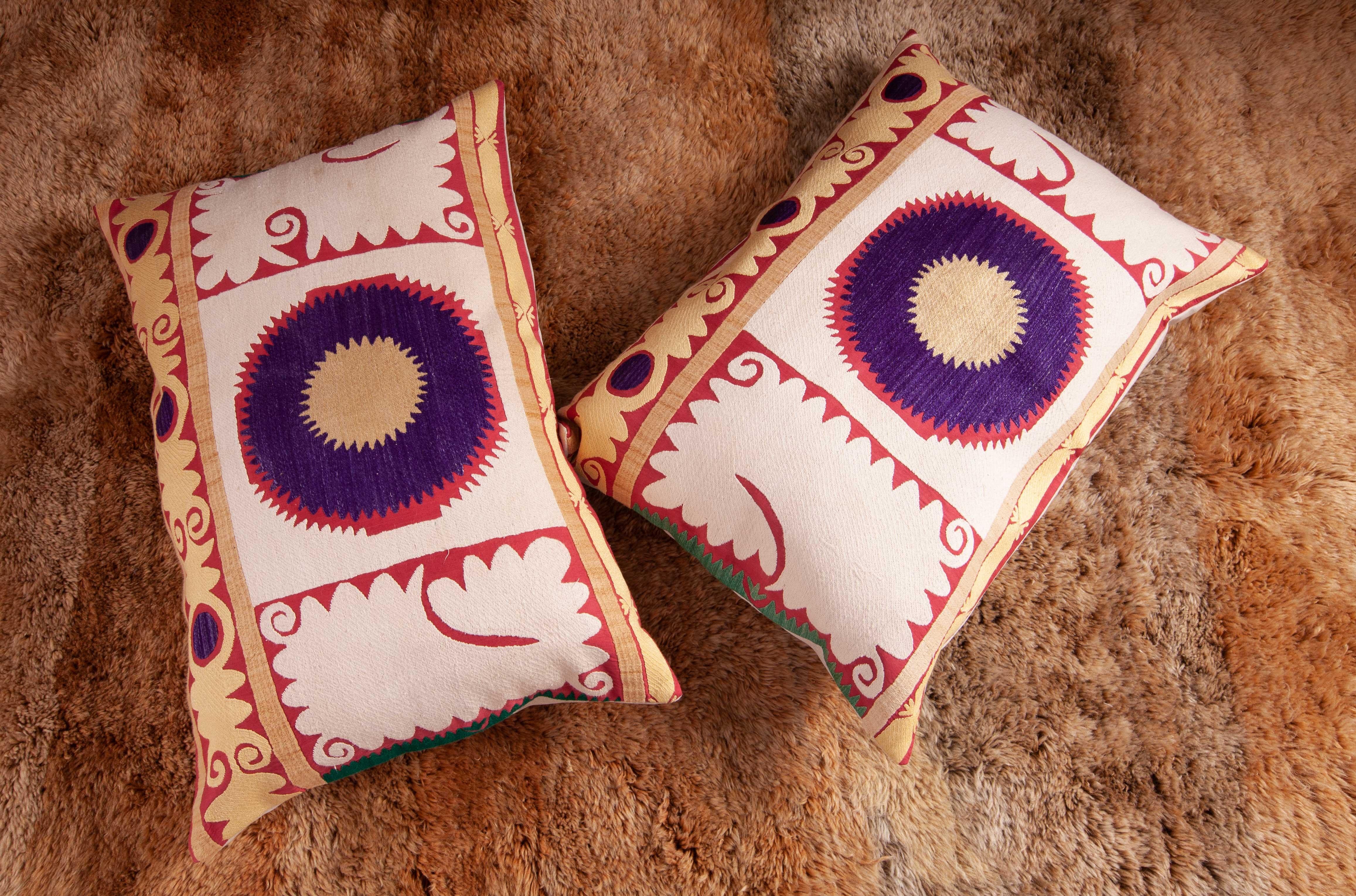 20th Century Pillow or Cushion Cases Fashioned from a Midcentury Suzani For Sale