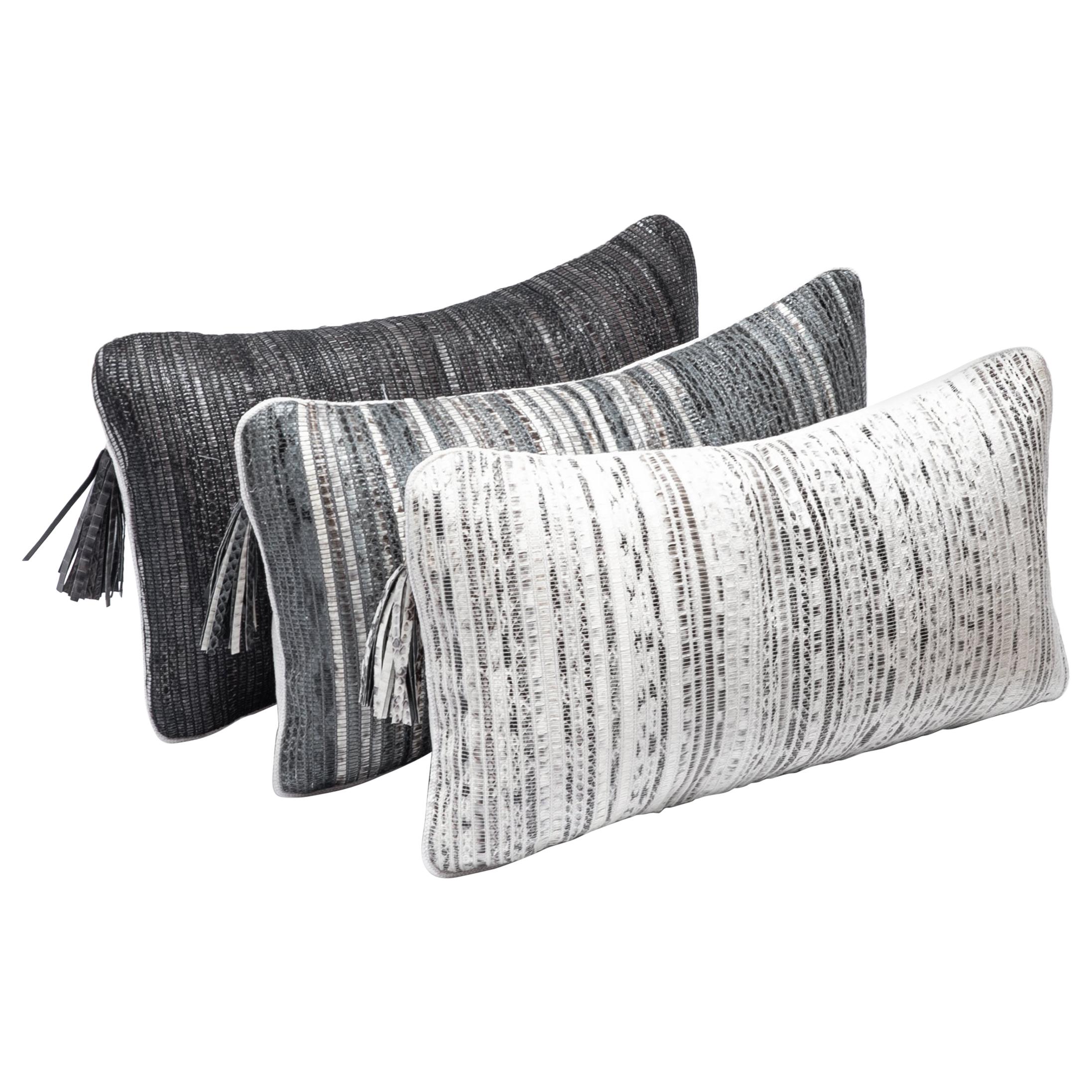 Pillow Set in Woven Snakeskin by Kifu Paris For Sale