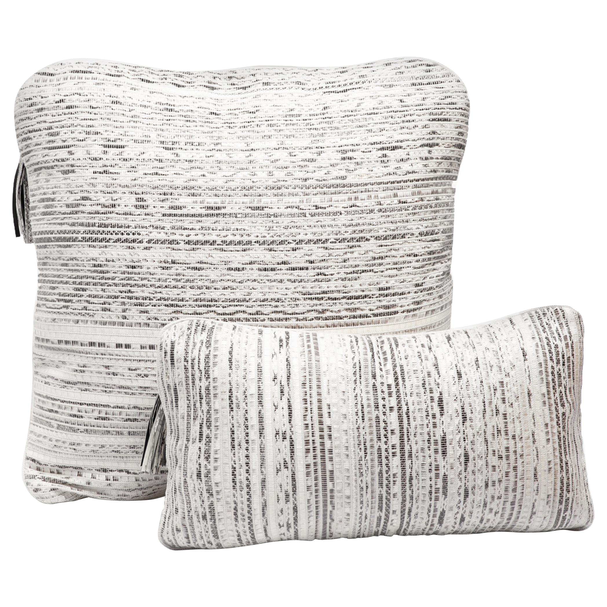 Pillow Set in Woven Snakeskin by Kifu, Paris