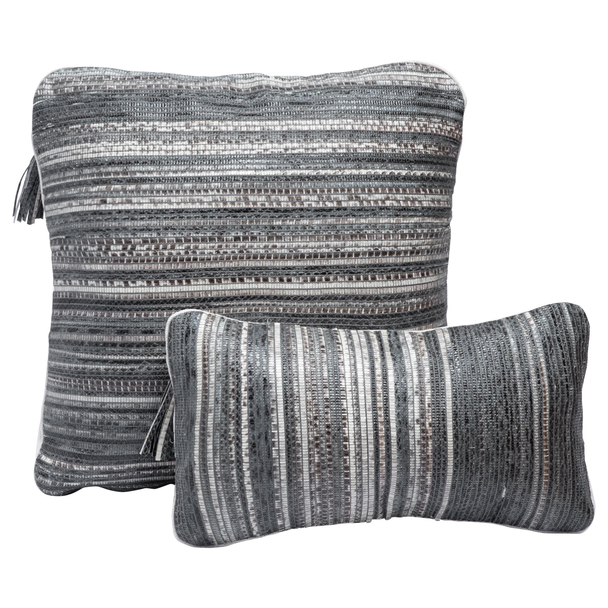 Pillow Set in Woven Snakeskin by Kifu Paris