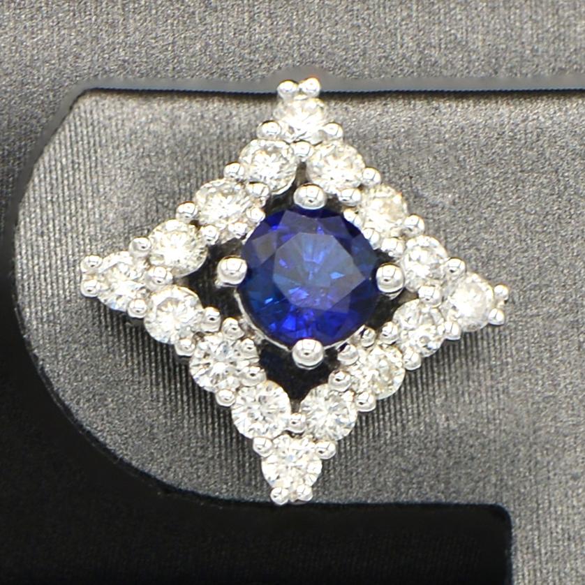 Contemporary Pillow Shaped Sapphire and Diamond Earrings For Sale