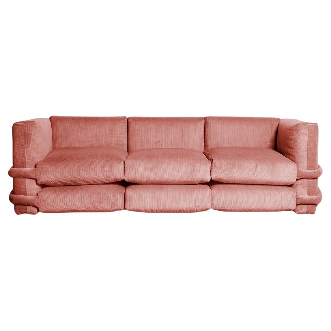 PILLOW SOFA BY Muller Van Severen, Corduroy, Coral, Three-Seaters