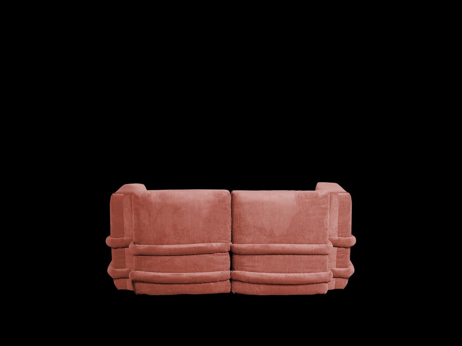 Spagnolo DIVANO PILLOW DI Muller Van Severen, Velluto a coste, Corallo, Due Posti in vendita