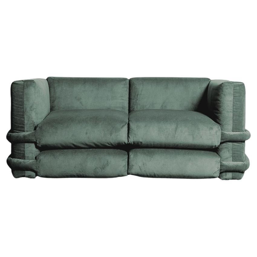 PILLOW SOFA BY Muller Van Severen, Corduroy, Green Forest, Two-Seaters