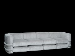 Divano a cuscino di Muller Van Severen, in velluto a coste, grigio, a quattro posti