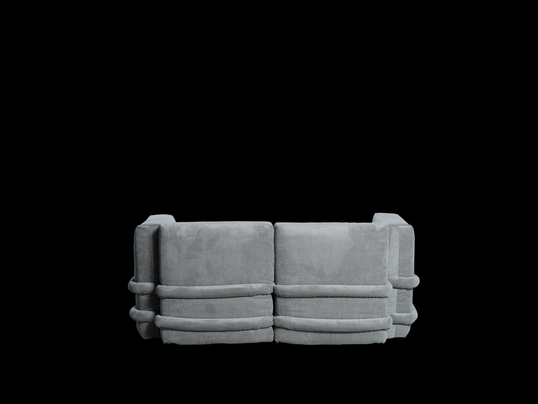 PILLOW SOFA BY Muller Van Severen, Kord, Grau, Zweisitzer, Kord (Spanisch) im Angebot