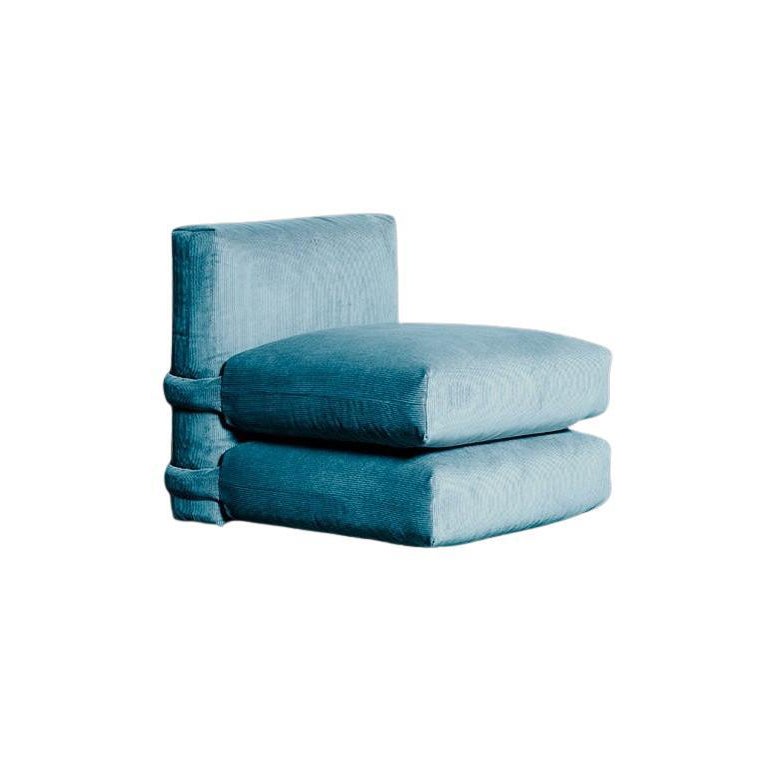 PILLOW SOFA BY Muller Van Severen, Corduroy, Sky Blue, Central Module