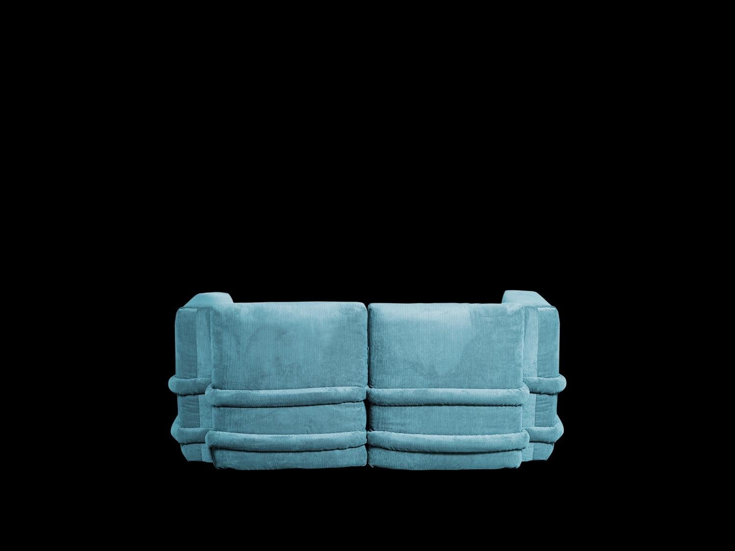 PILLOW SOFA BY Muller Van Severen, Kord, Himmelblau, Zweisitzer (Spanisch) im Angebot